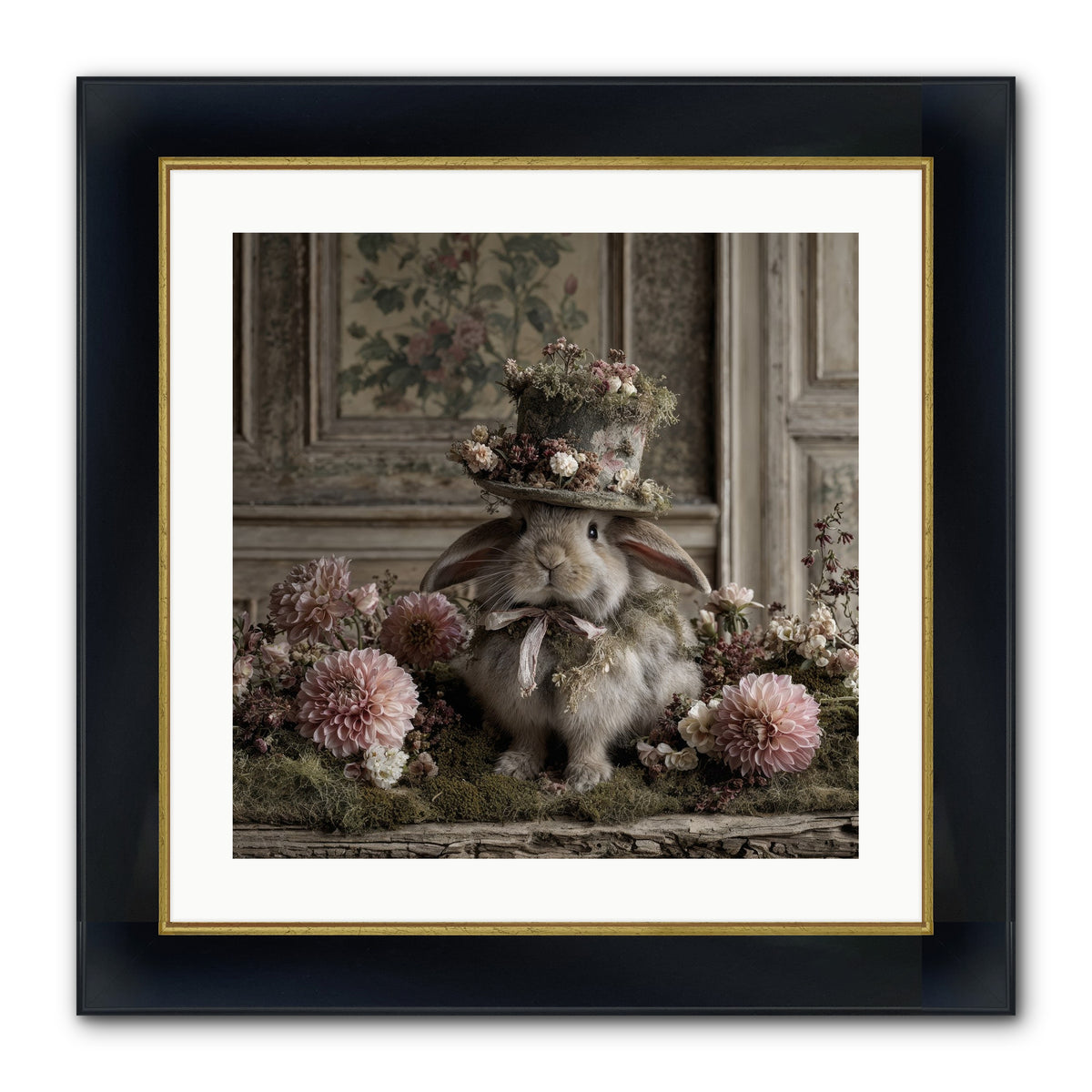Paper Moons Framed Print - Wide Black w/Gold 20x20