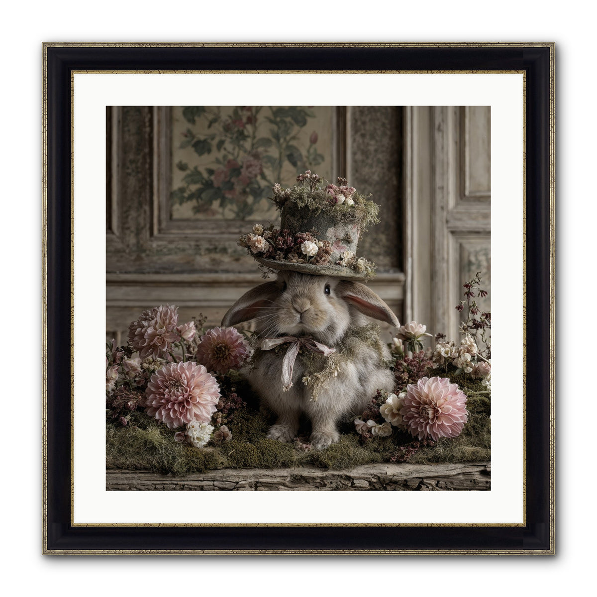 Paper Moons Framed Print - Black & Gold 24x24