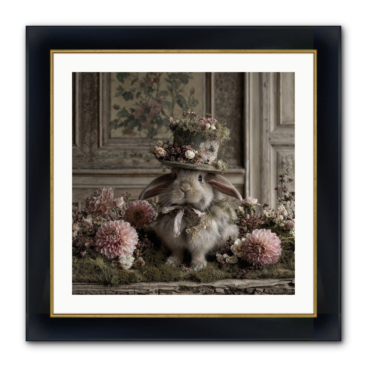 Paper Moons Framed Print - Wide Black w/Gold 24x24