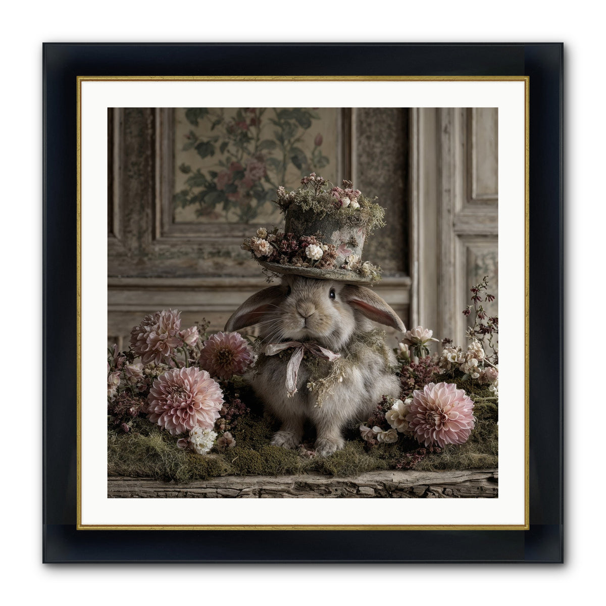 Paper Moons Framed Print - Wide Black w/Gold 30x30