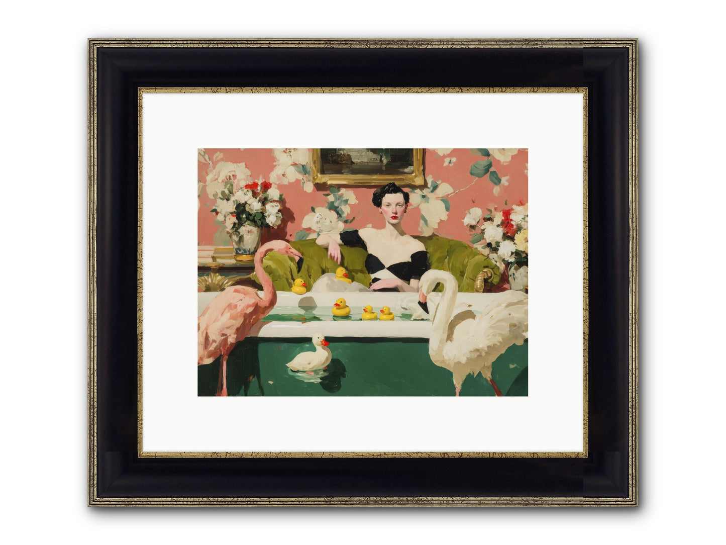 Paper Roses Before Dawn Framed Print - Black & Gold 12x9