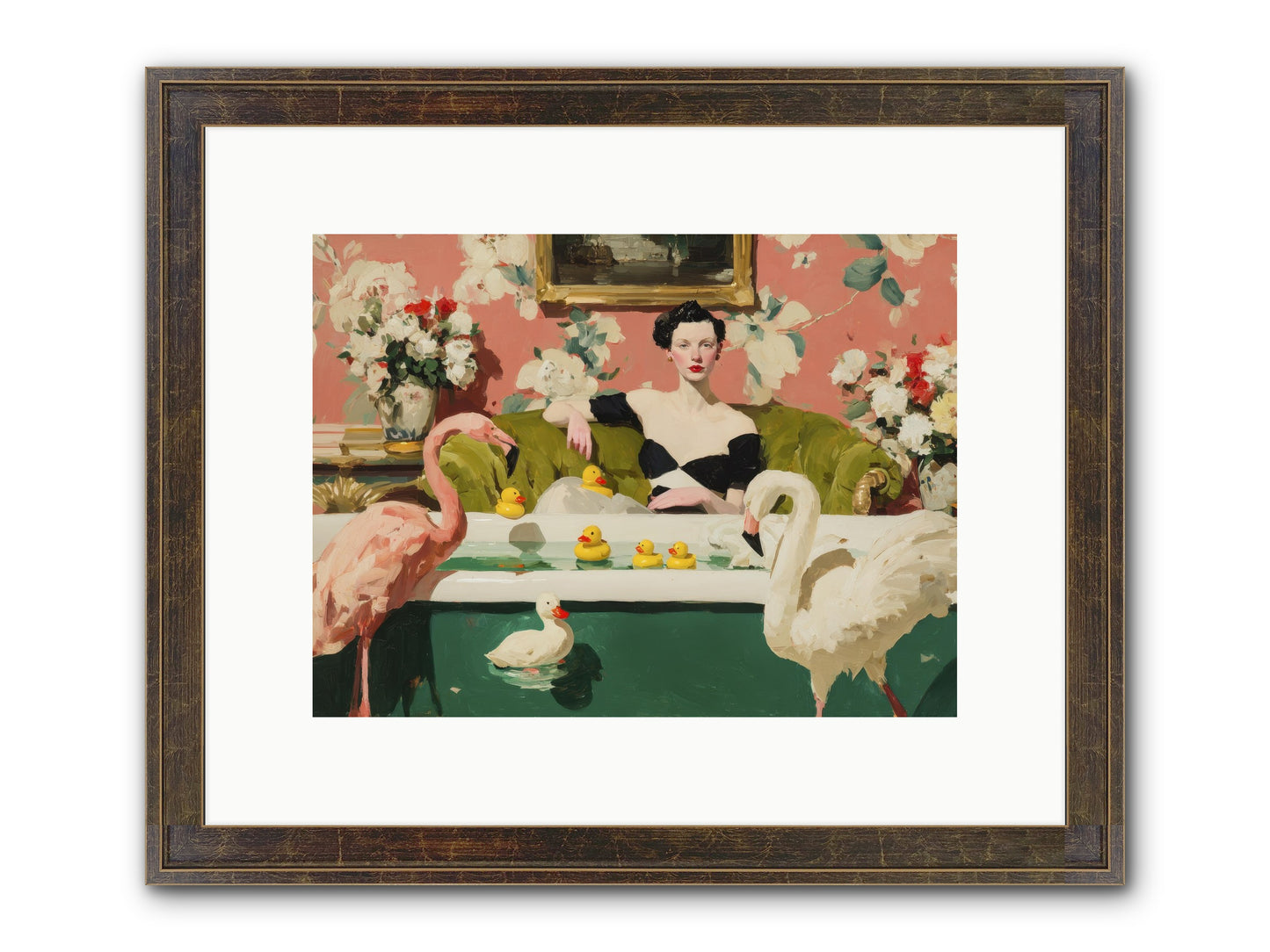 Paper Roses Before Dawn Framed Print - Slimwoods Black/Gold 12x9