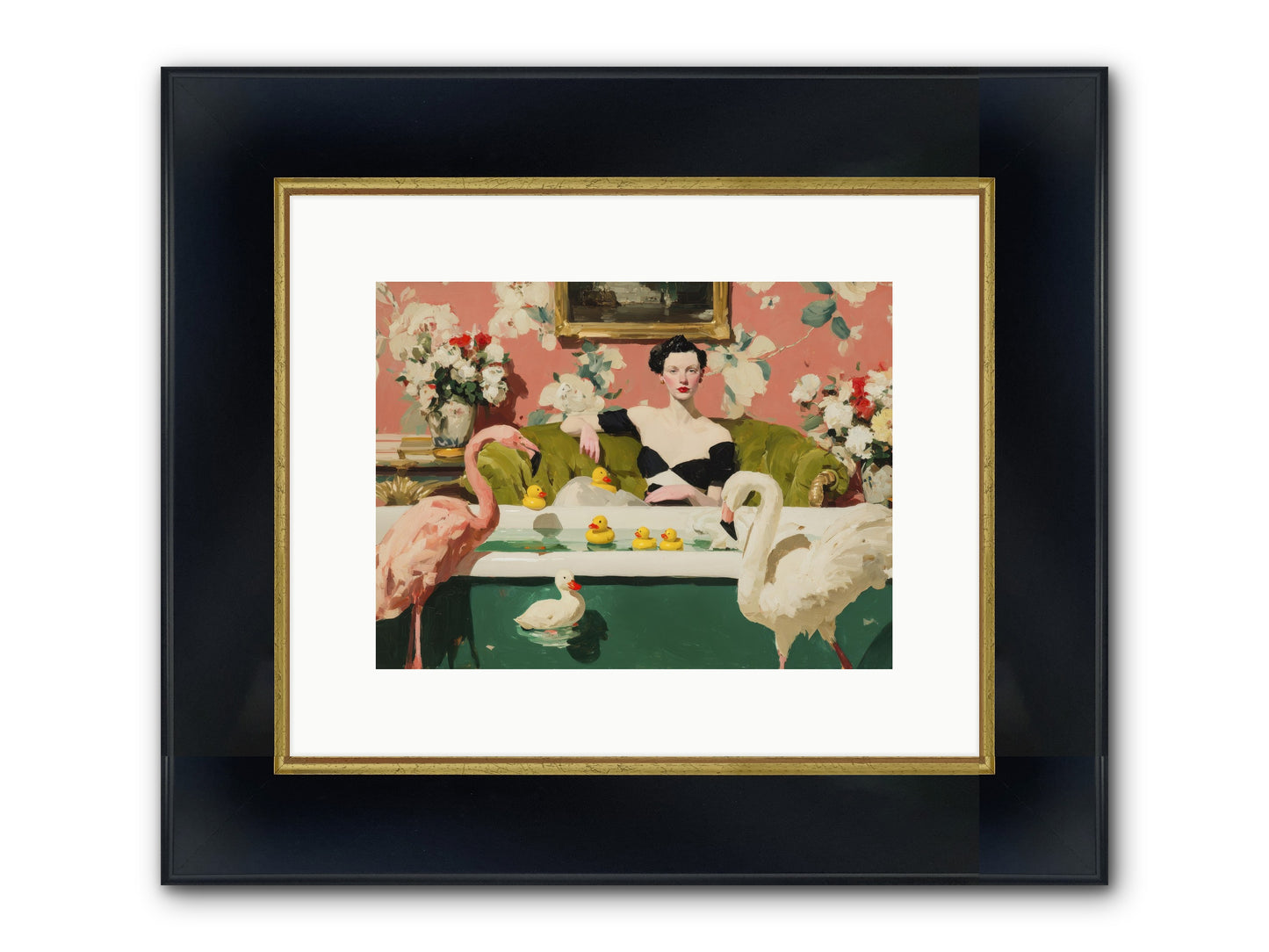 Paper Roses Before Dawn Framed Print - Wide Black w/Gold 12x9