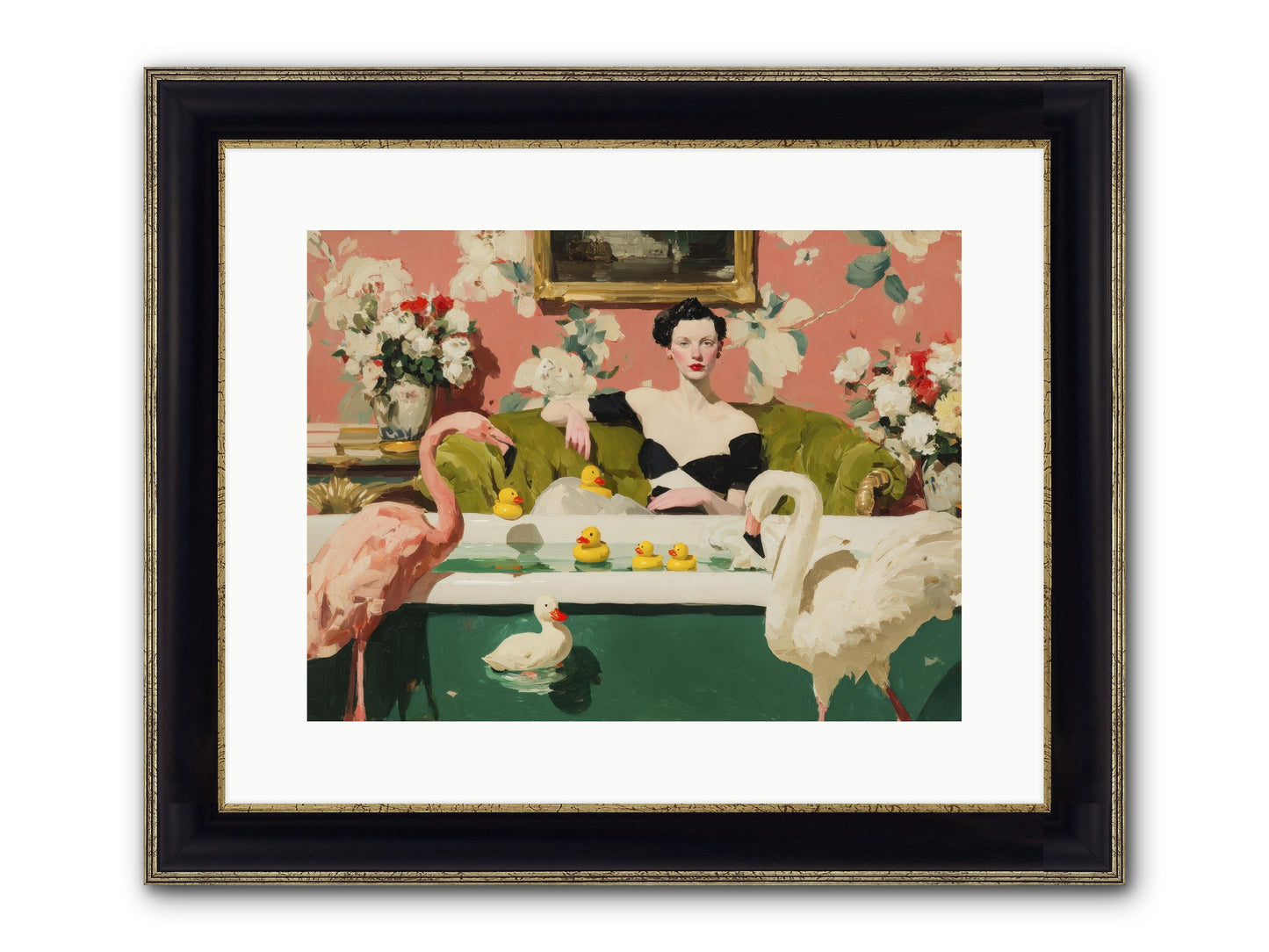 Paper Roses Before Dawn Framed Print - Black & Gold 16x12