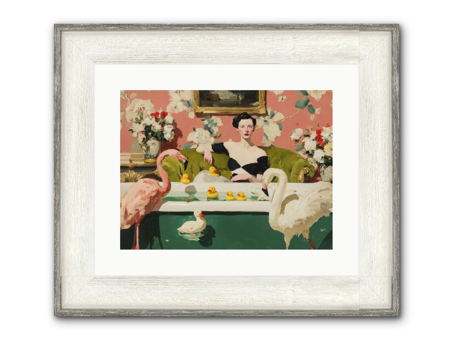 Paper Roses Before Dawn Framed Print - Driftwood White 16x12