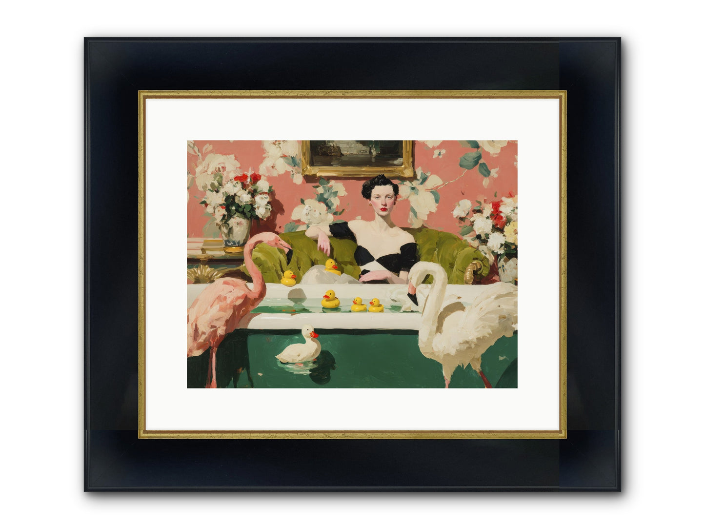Paper Roses Before Dawn Framed Print - Wide Black w/Gold 16x12