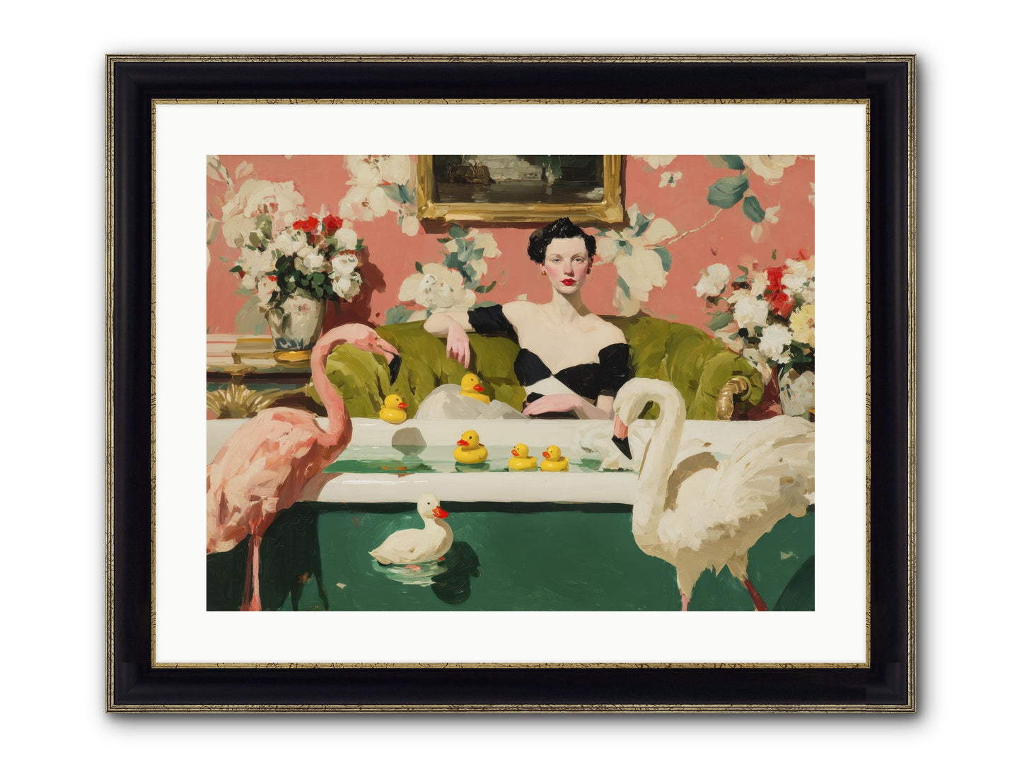 Paper Roses Before Dawn Framed Print - Black & Gold 24x18