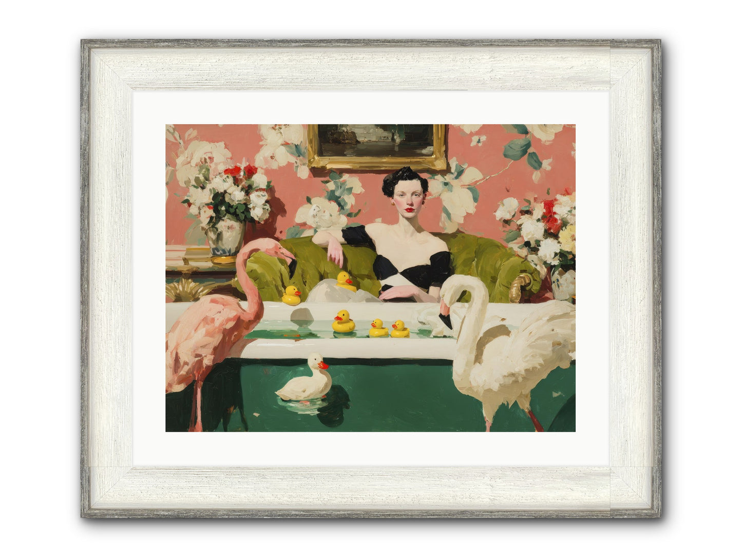 Paper Roses Before Dawn Framed Print - Driftwood White 24x18