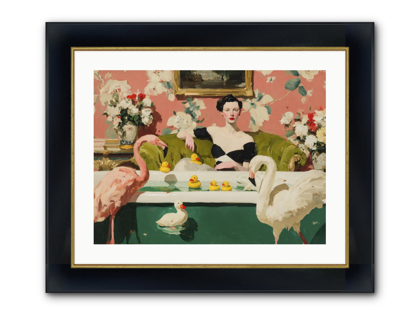 Paper Roses Before Dawn Framed Print - Wide Black w/Gold 24x18
