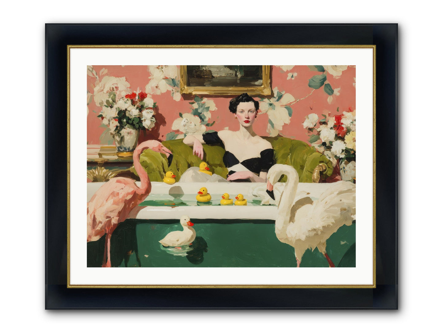 Paper Roses Before Dawn Framed Print - Wide Black w/Gold 32x24