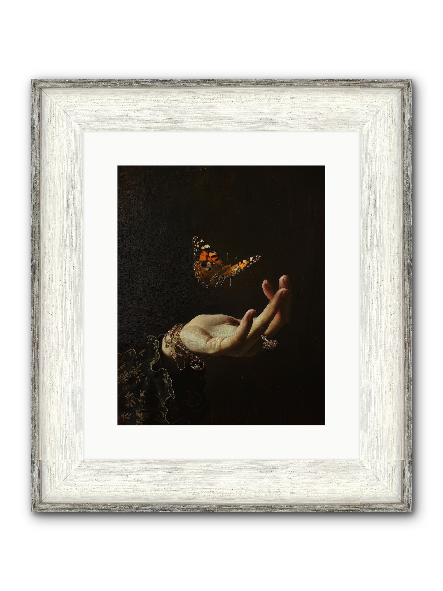 Papillon Crépuscule Framed Print - Driftwood White 12x15