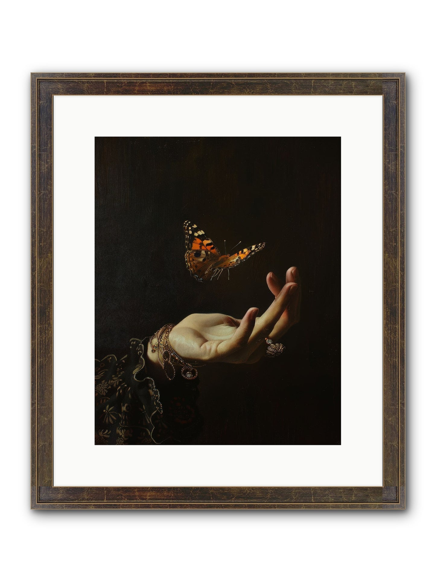 Papillon Crépuscule Framed Print - Slimwoods Black/Gold 12x15