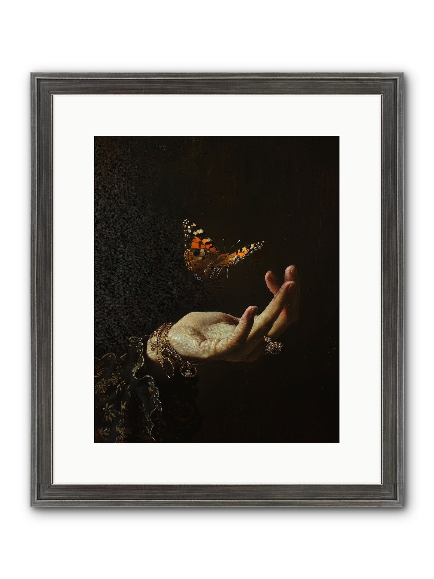 Papillon Crépuscule Framed Print - Slimwoods Black/Silver 12x15