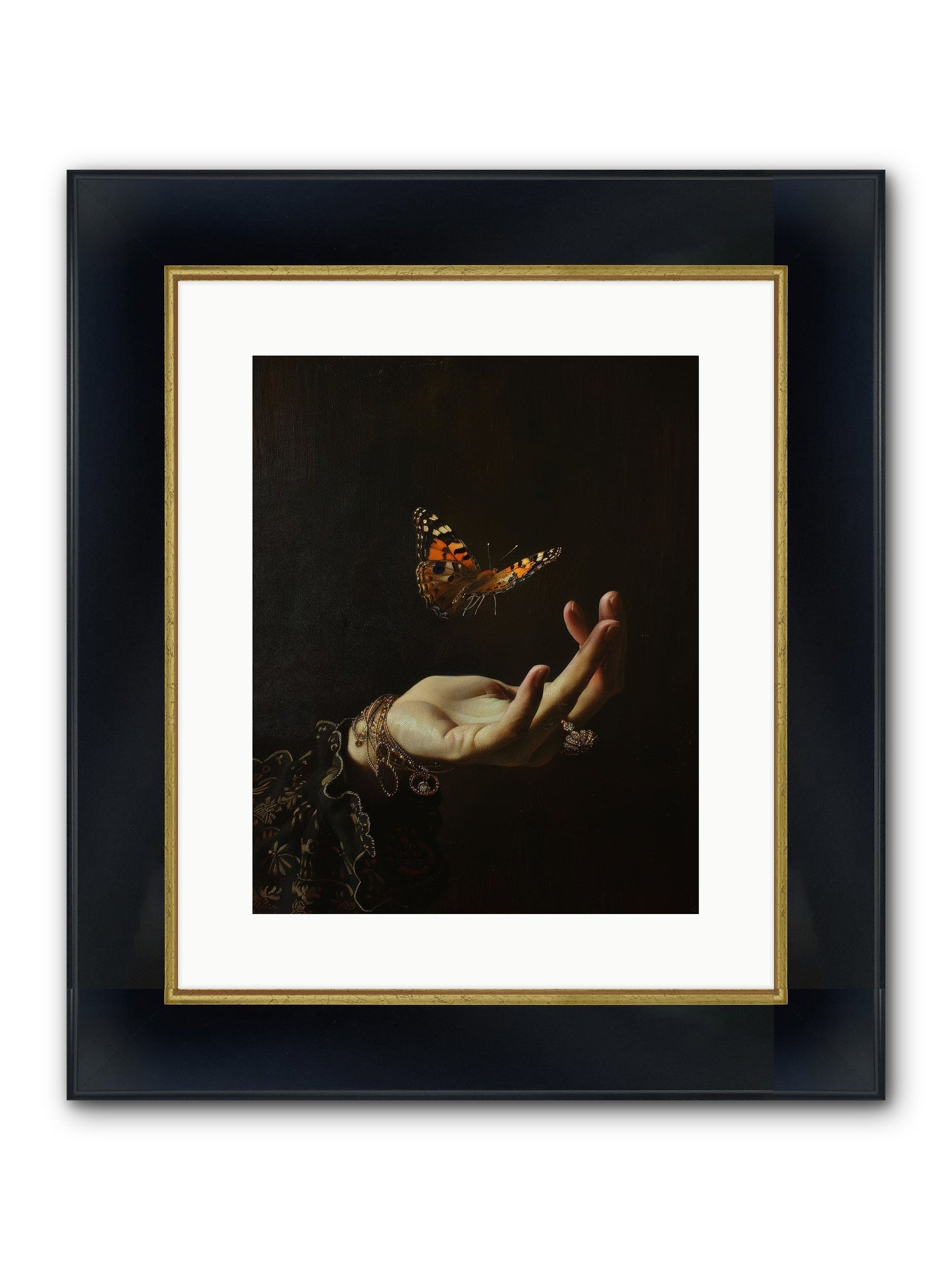 Papillon Crépuscule Framed Print - Wide Black w/Gold 12x15