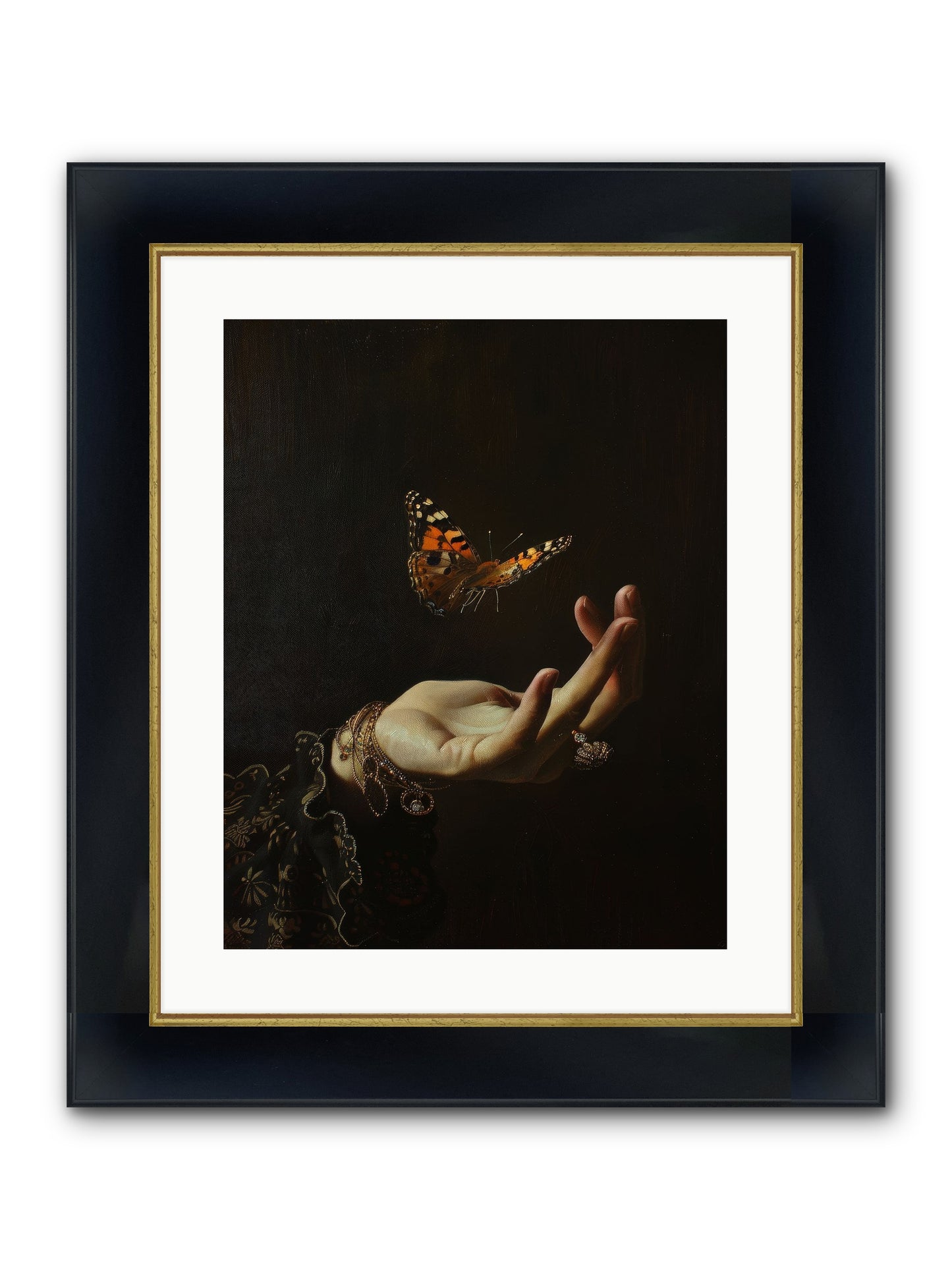 Papillon Crépuscule Framed Print - Wide Black w/Gold 16x20