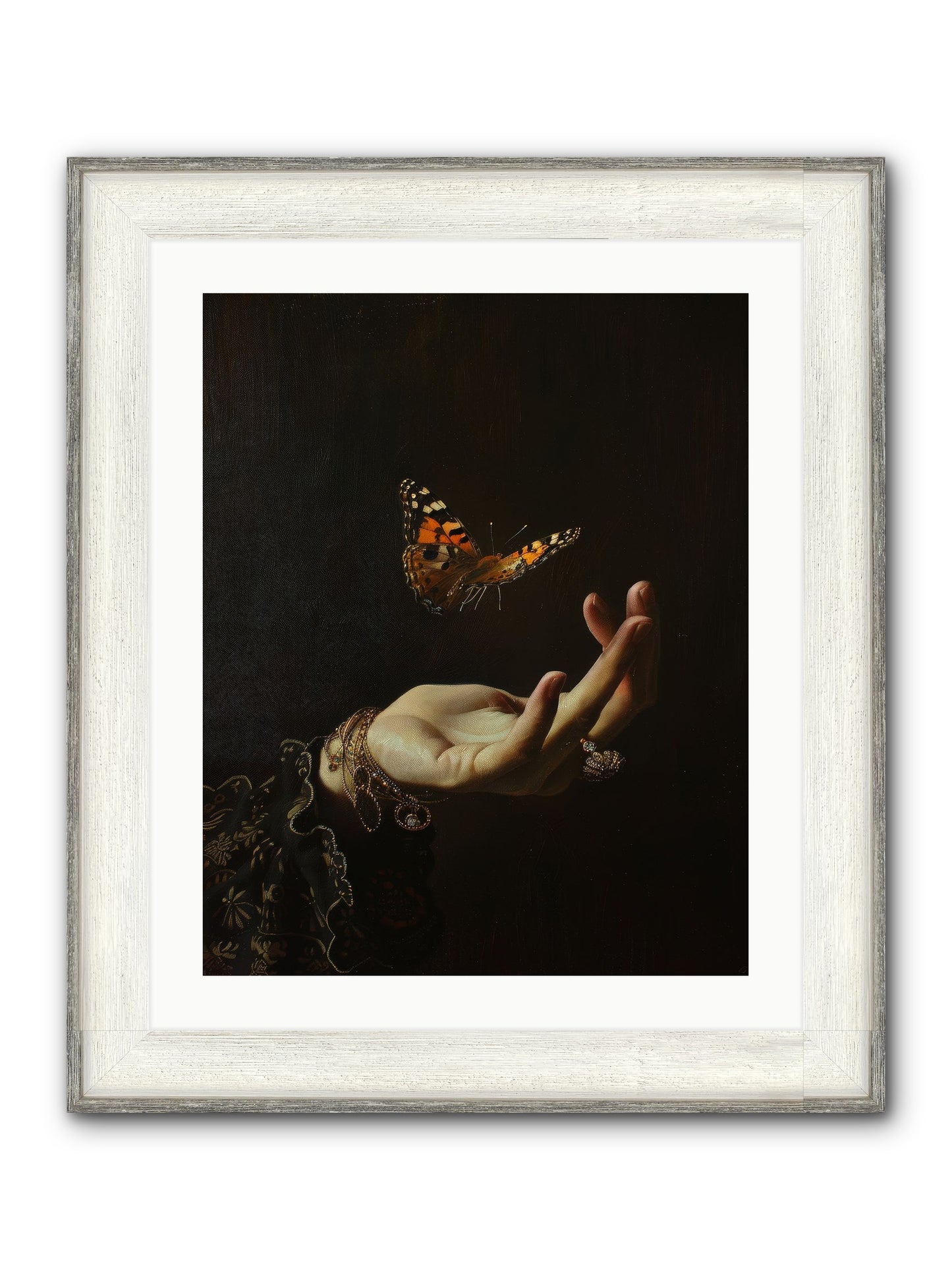 Papillon Crépuscule Framed Print - Driftwood White 20x25
