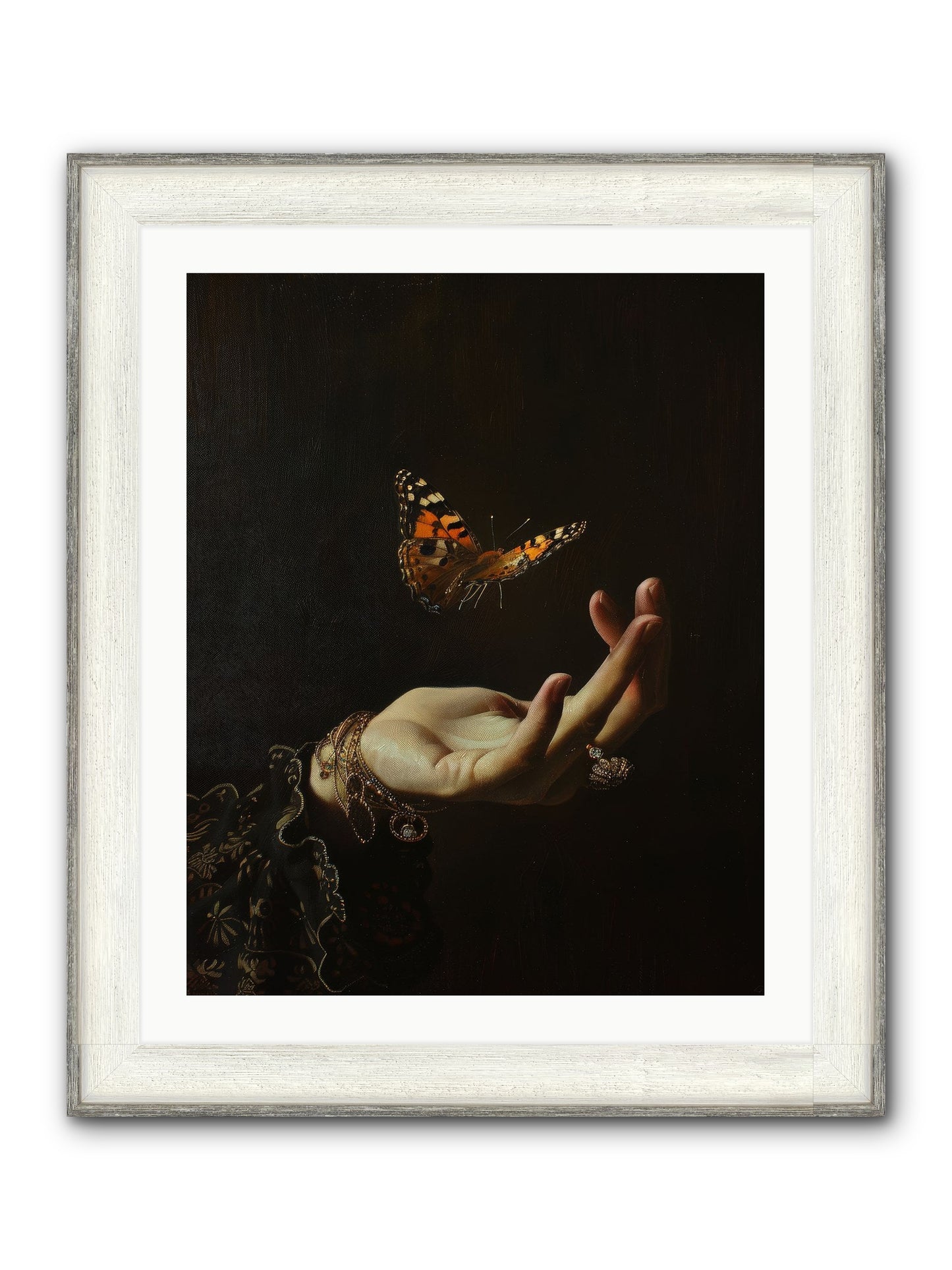Papillon Crépuscule Framed Print - Driftwood White 24x30
