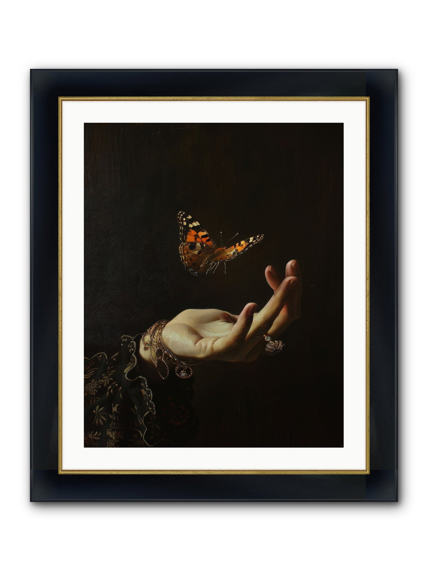 Papillon Crépuscule Framed Print - Wide Black w/Gold 24x30