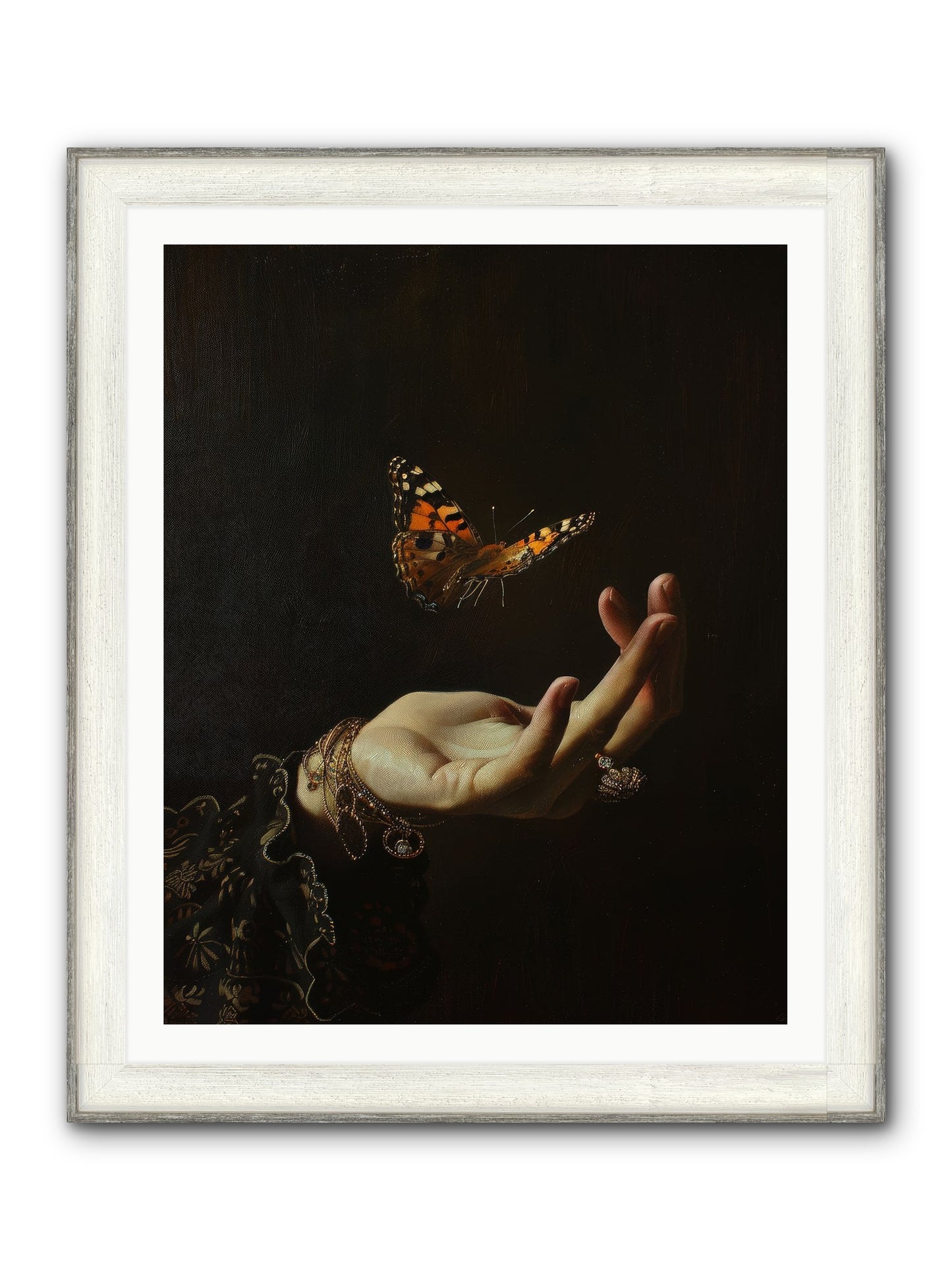 Papillon Crépuscule Framed Print - Driftwood White 32x40