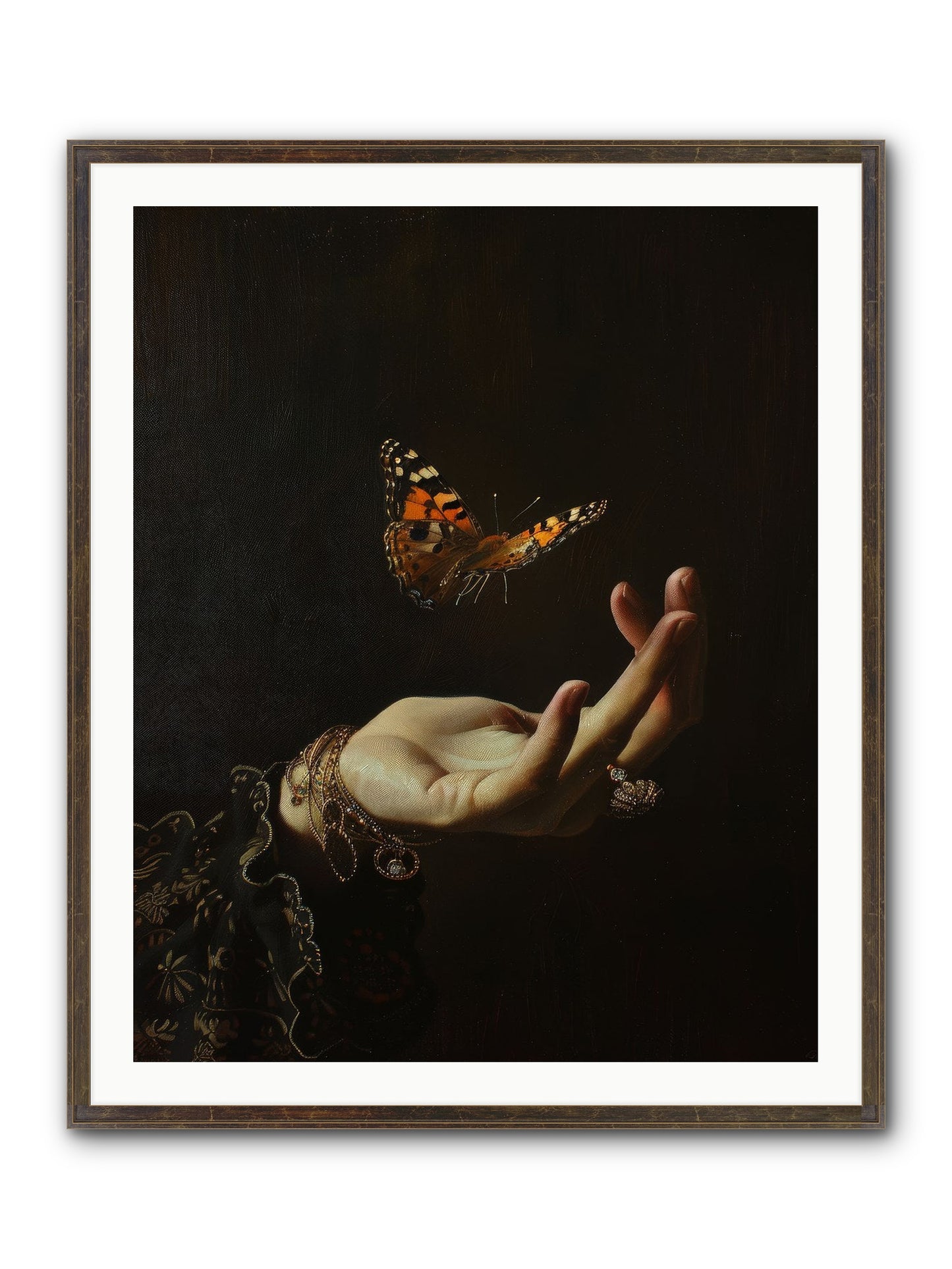 Papillon Crépuscule Framed Print - Slimwoods Black/Gold 32x40