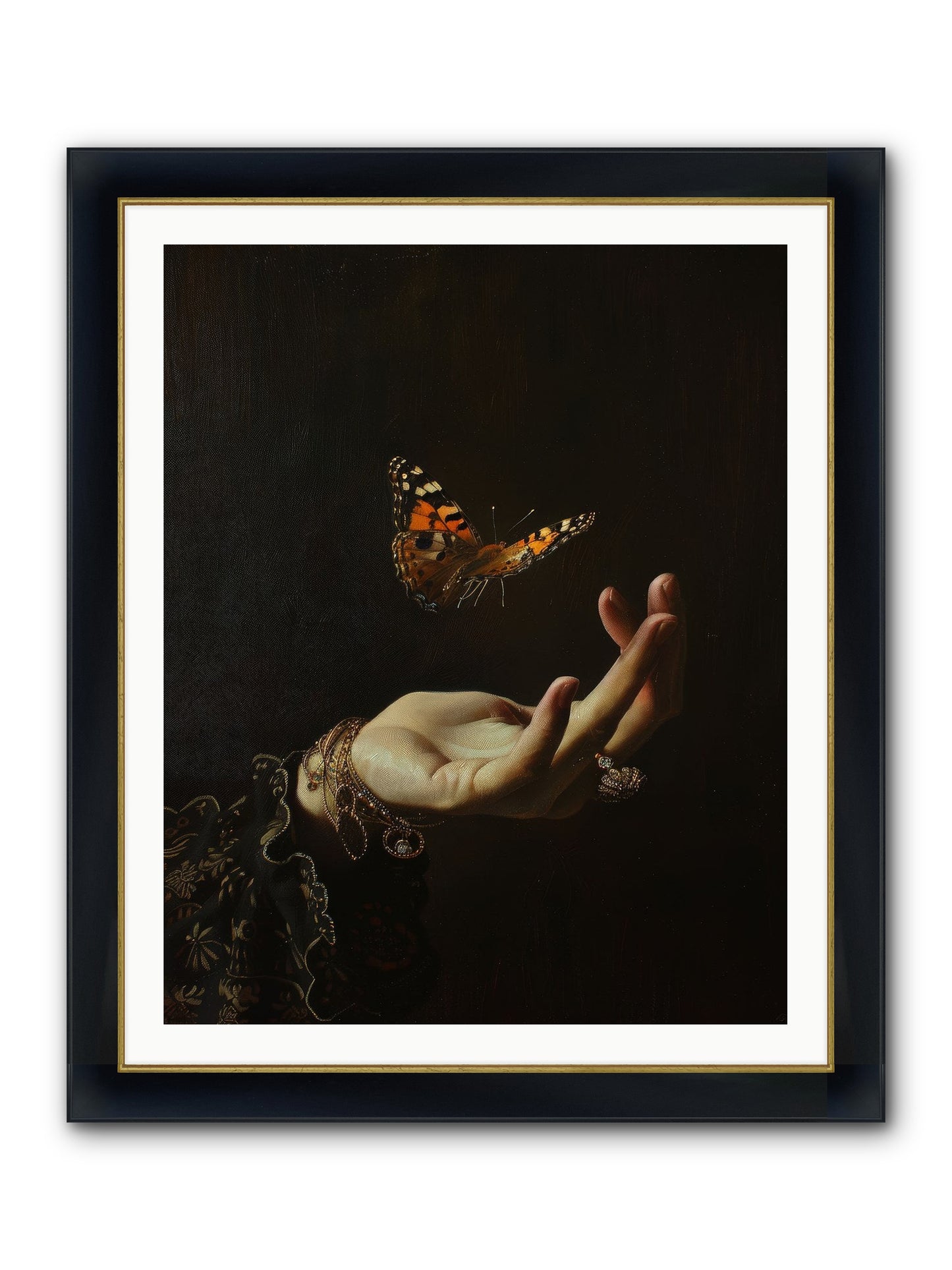 Papillon Crépuscule Framed Print - Wide Black w/Gold 32x40