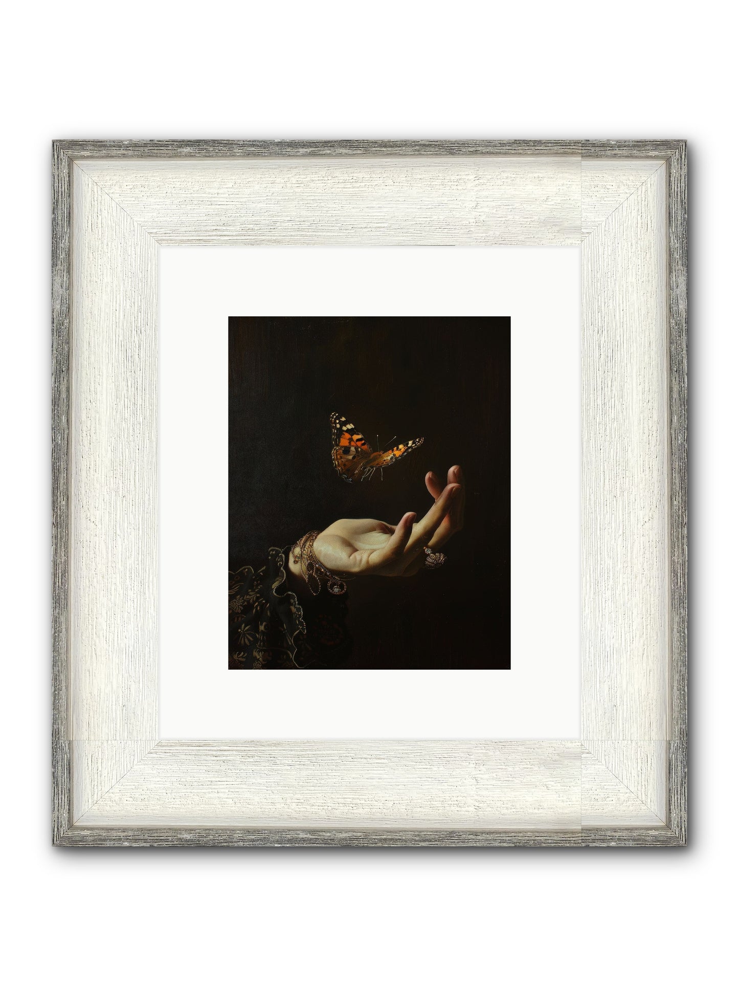 Papillon Crépuscule Framed Print - Driftwood White 8x10