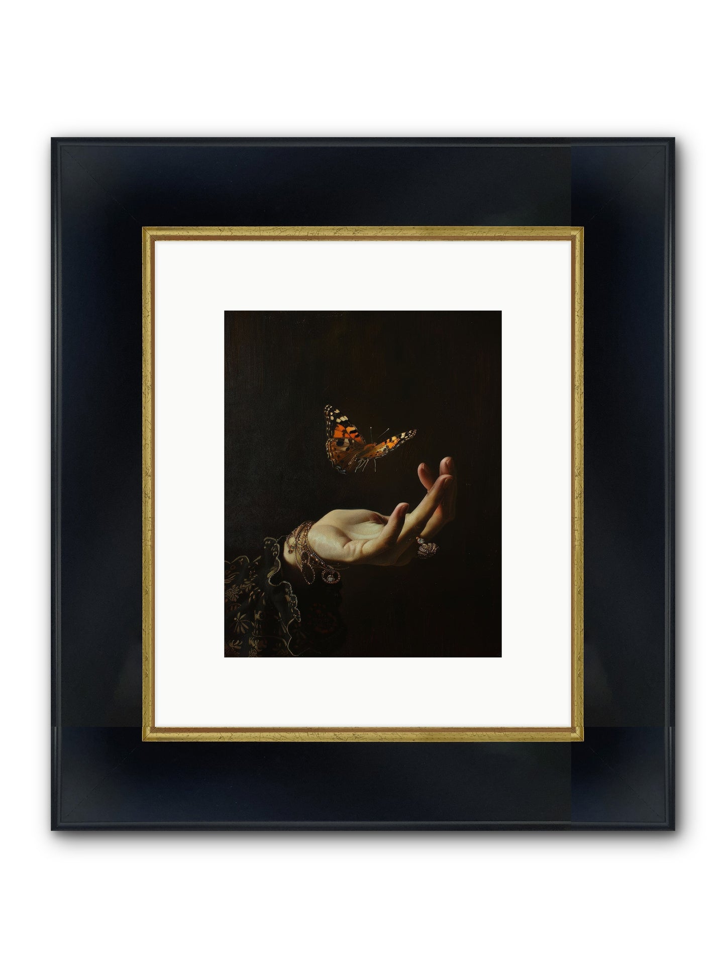Papillon Crépuscule Framed Print - Wide Black w/Gold 8x10
