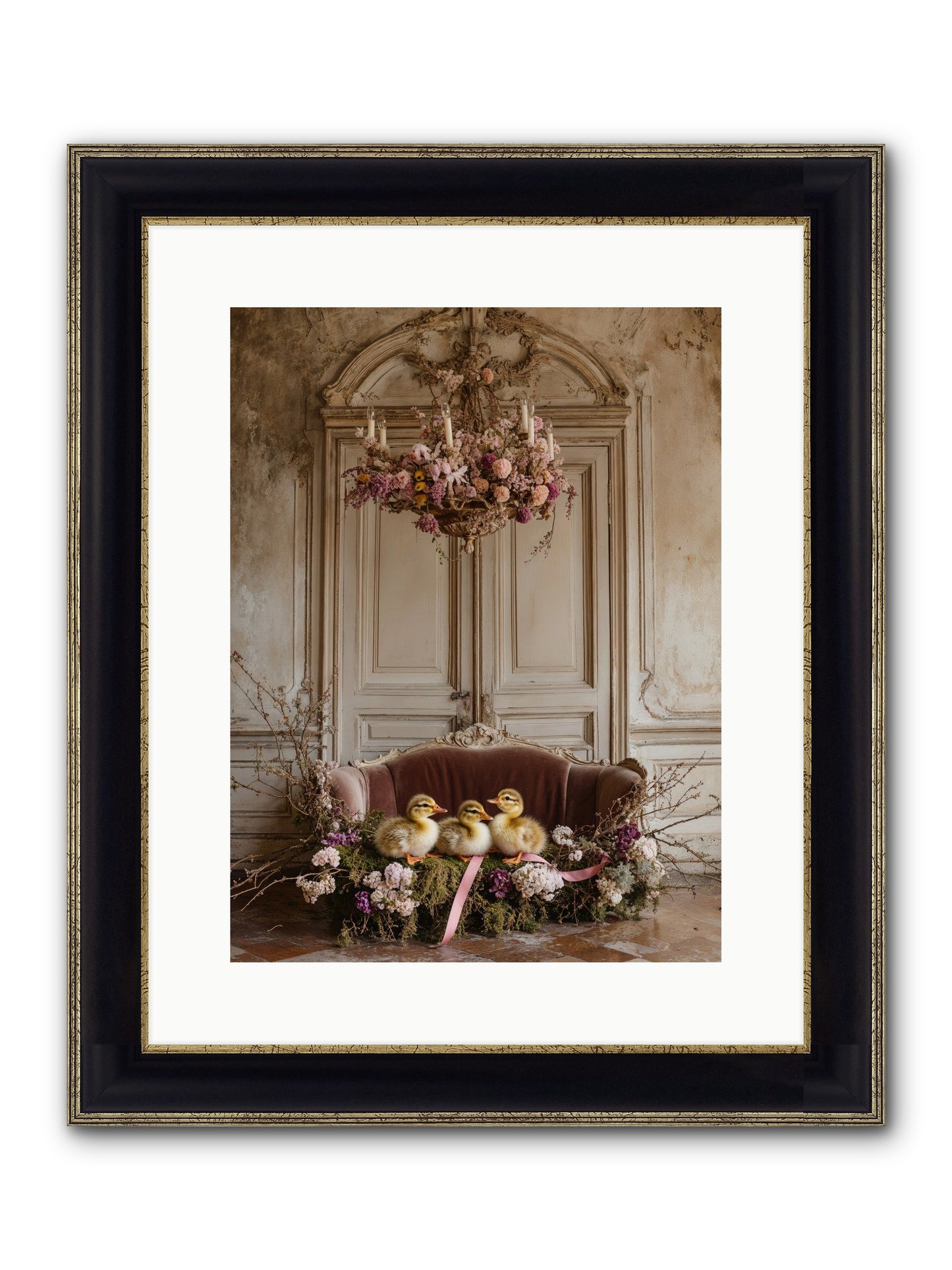 Paradise In Petals Framed Print - Black & Gold 12x16