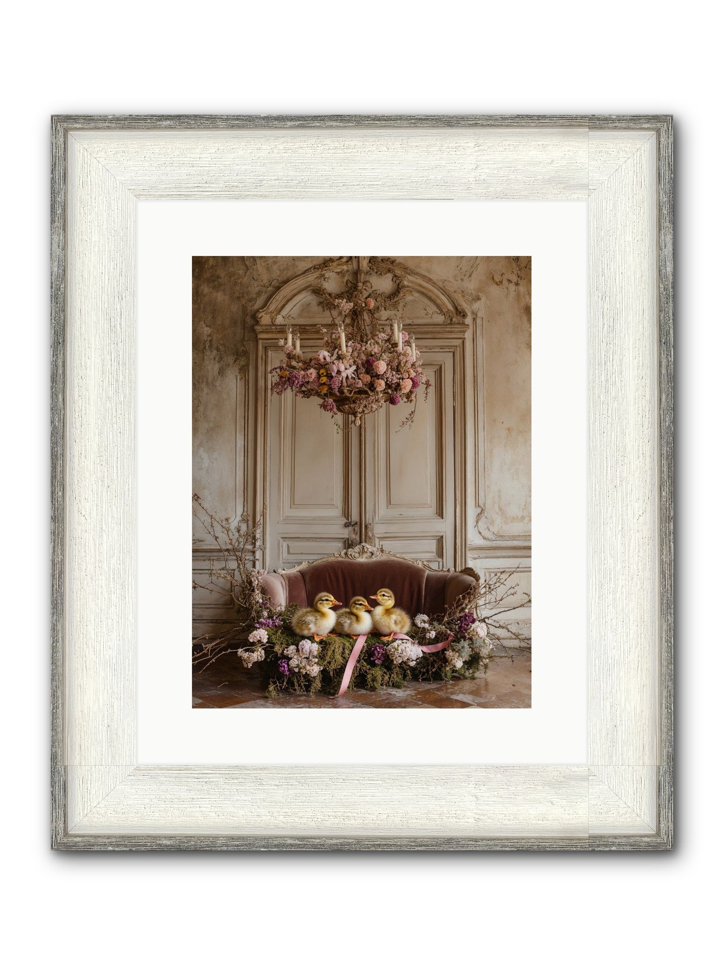 Paradise In Petals Framed Print - Driftwood White 12x16