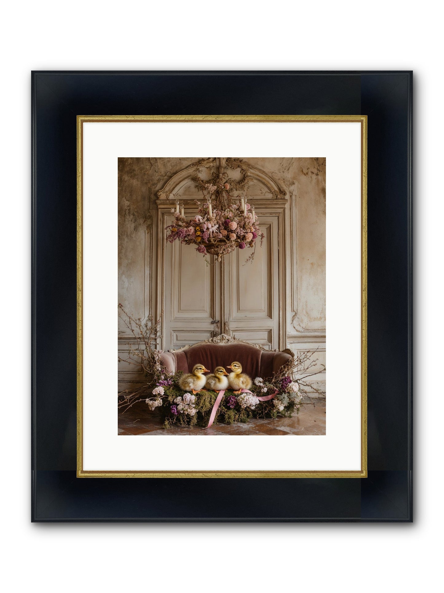 Paradise In Petals Framed Print - Wide Black w/Gold 12x16