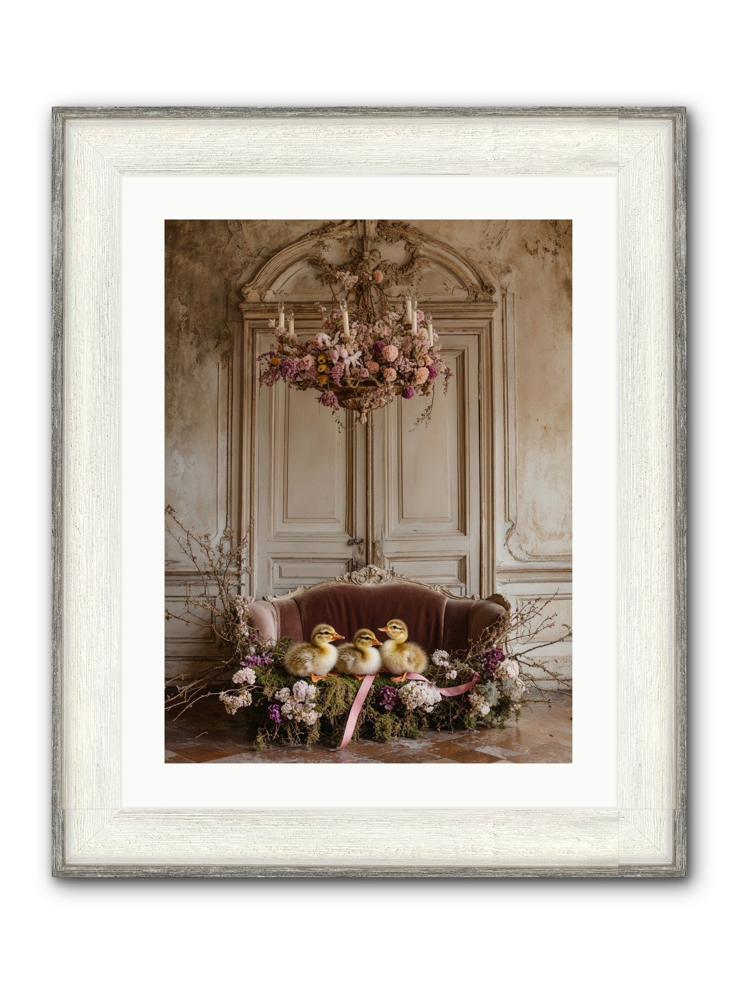 Paradise In Petals Framed Print - Driftwood White 18x24