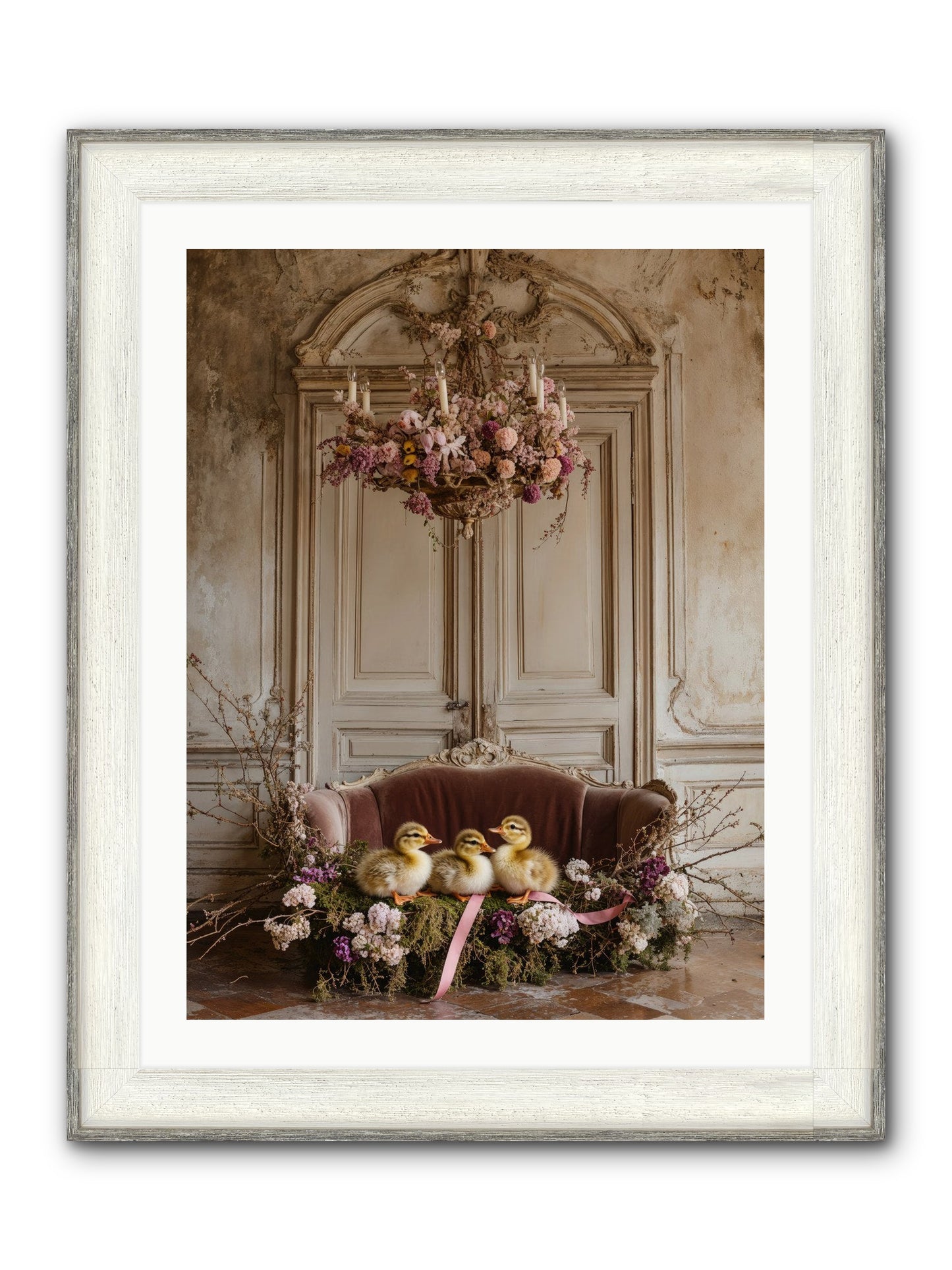 Paradise In Petals Framed Print - Driftwood White 24x32
