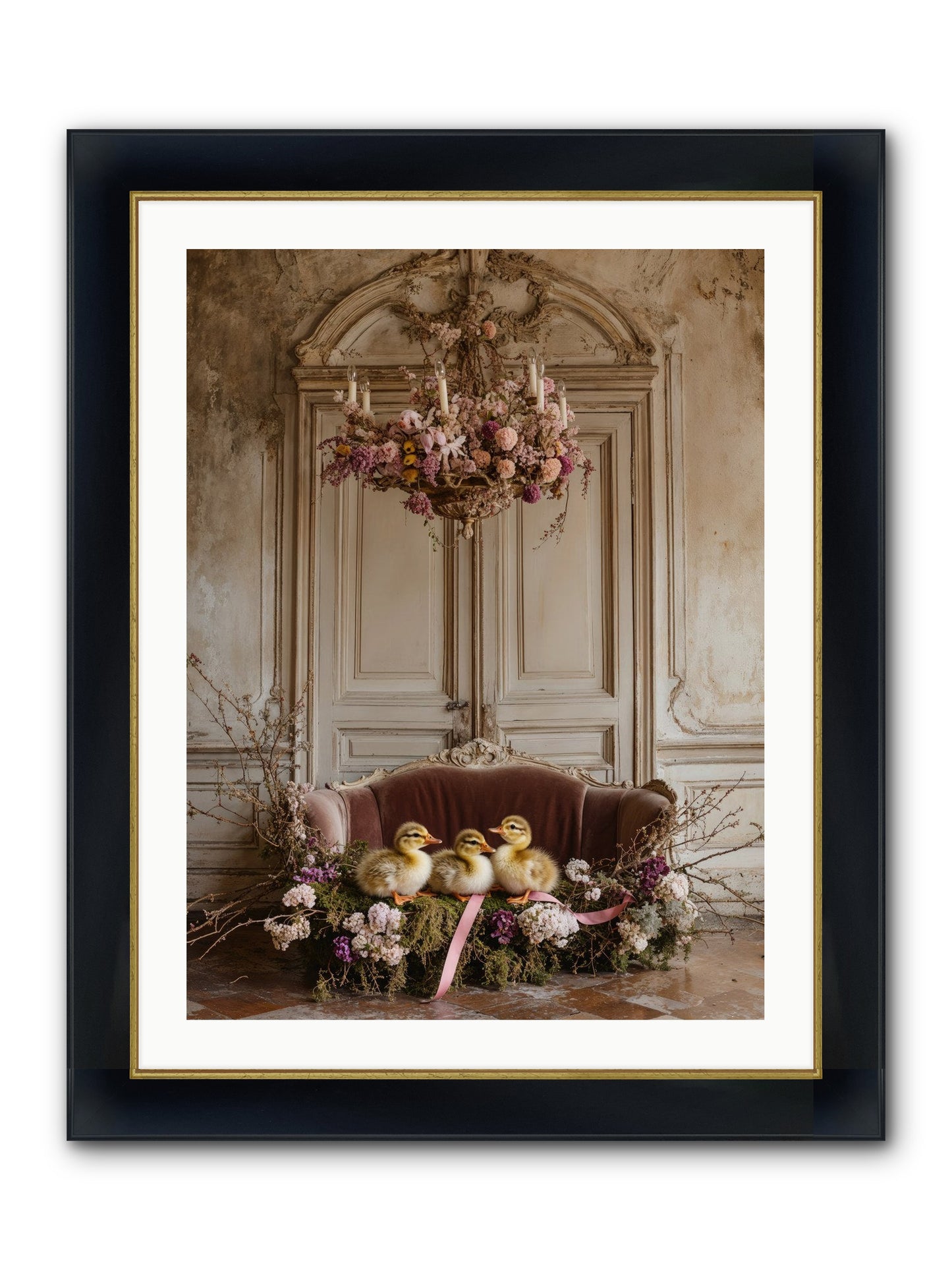 Paradise In Petals Framed Print - Wide Black w/Gold 24x32
