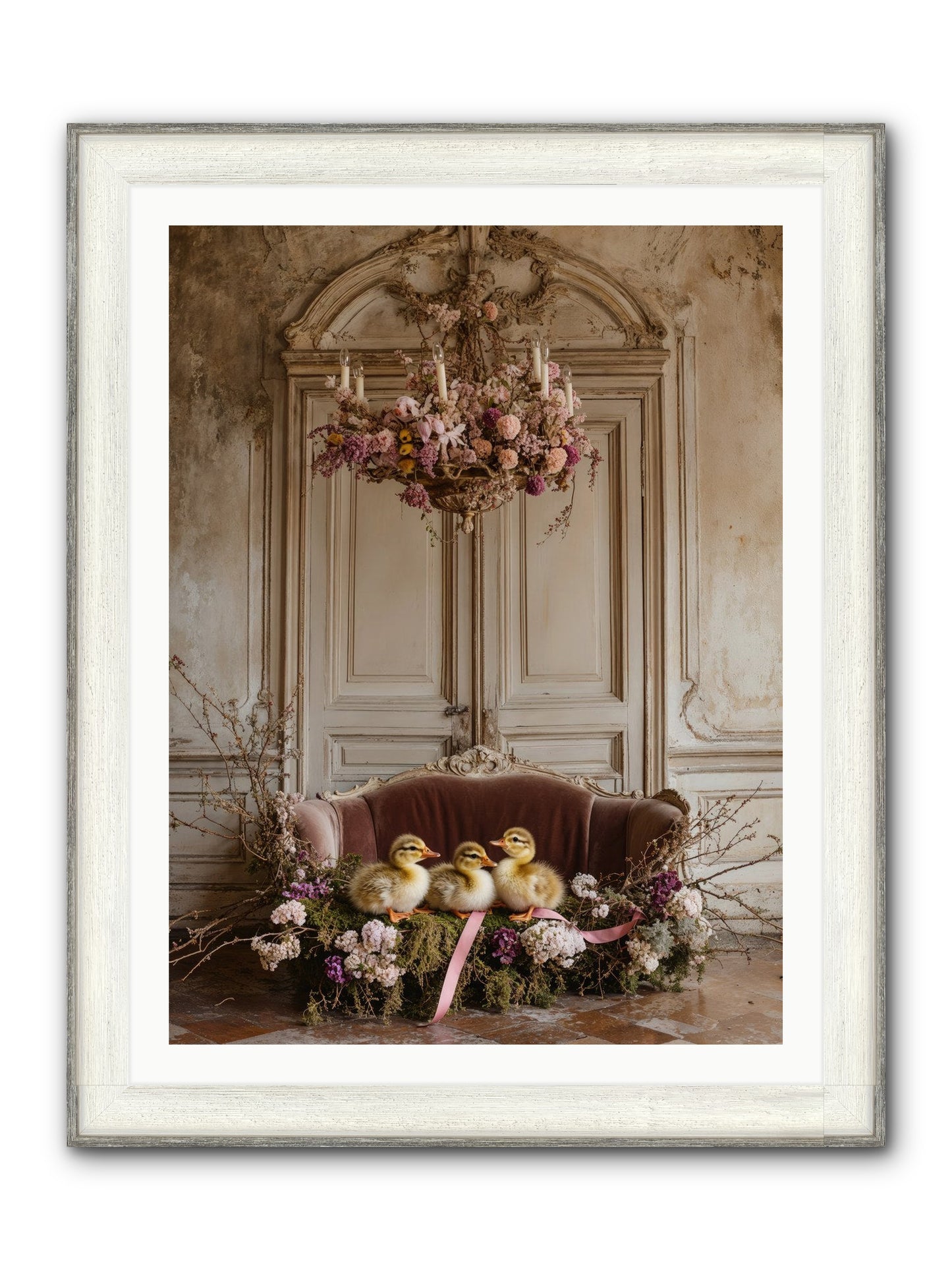 Paradise In Petals Framed Print - Driftwood White 30x40