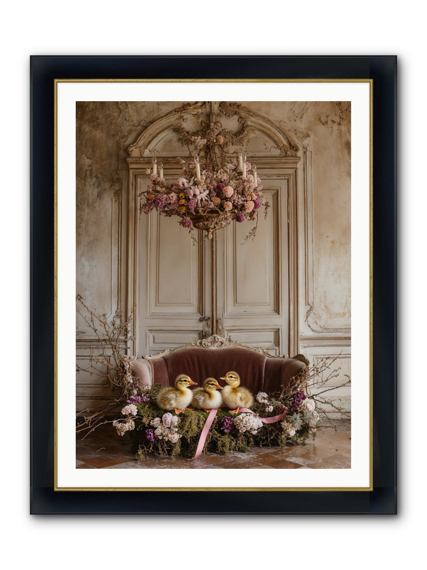 Paradise In Petals Framed Print - Wide Black w/Gold 30x40