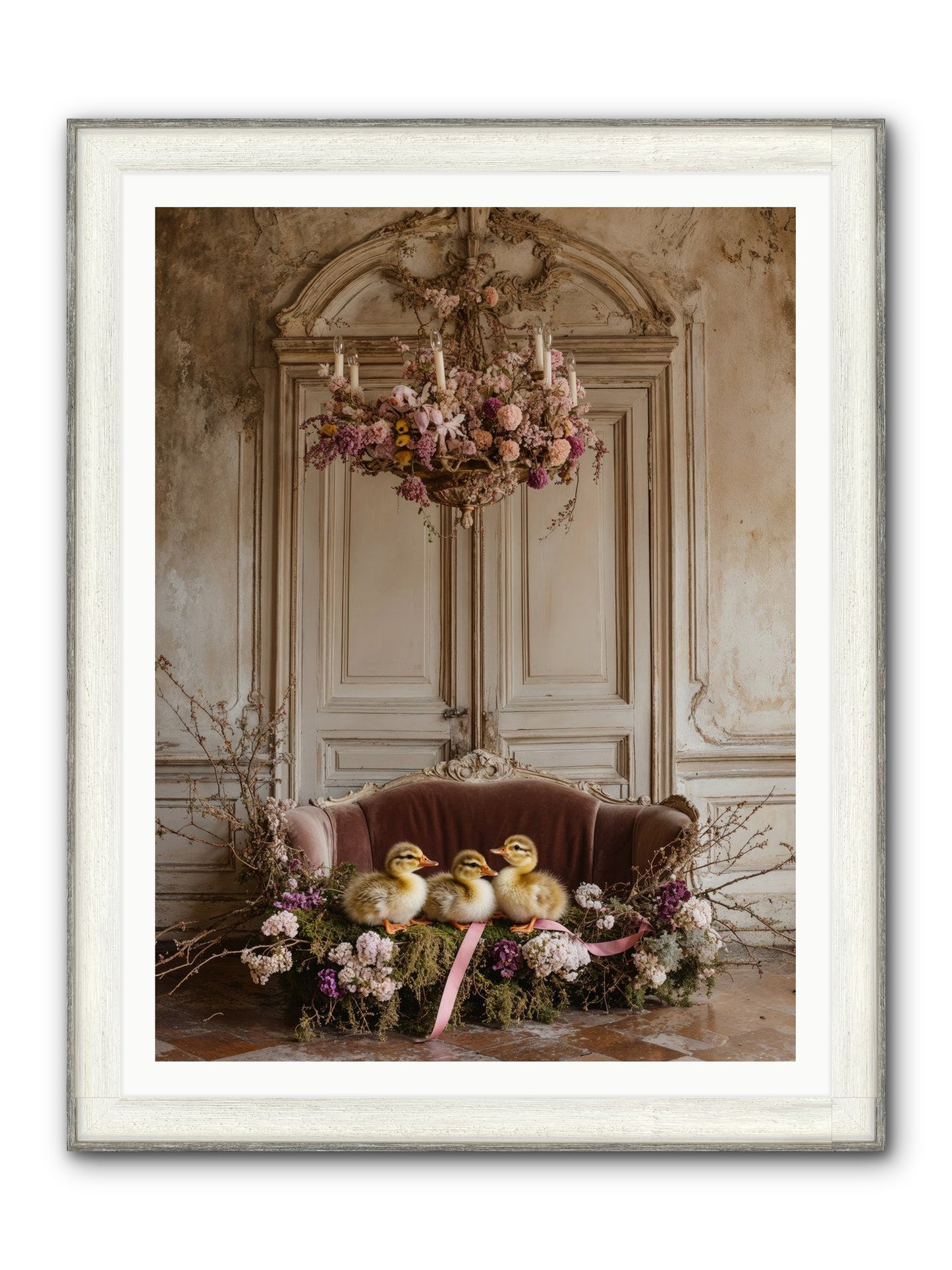 Paradise In Petals Framed Print - Driftwood White 36x48