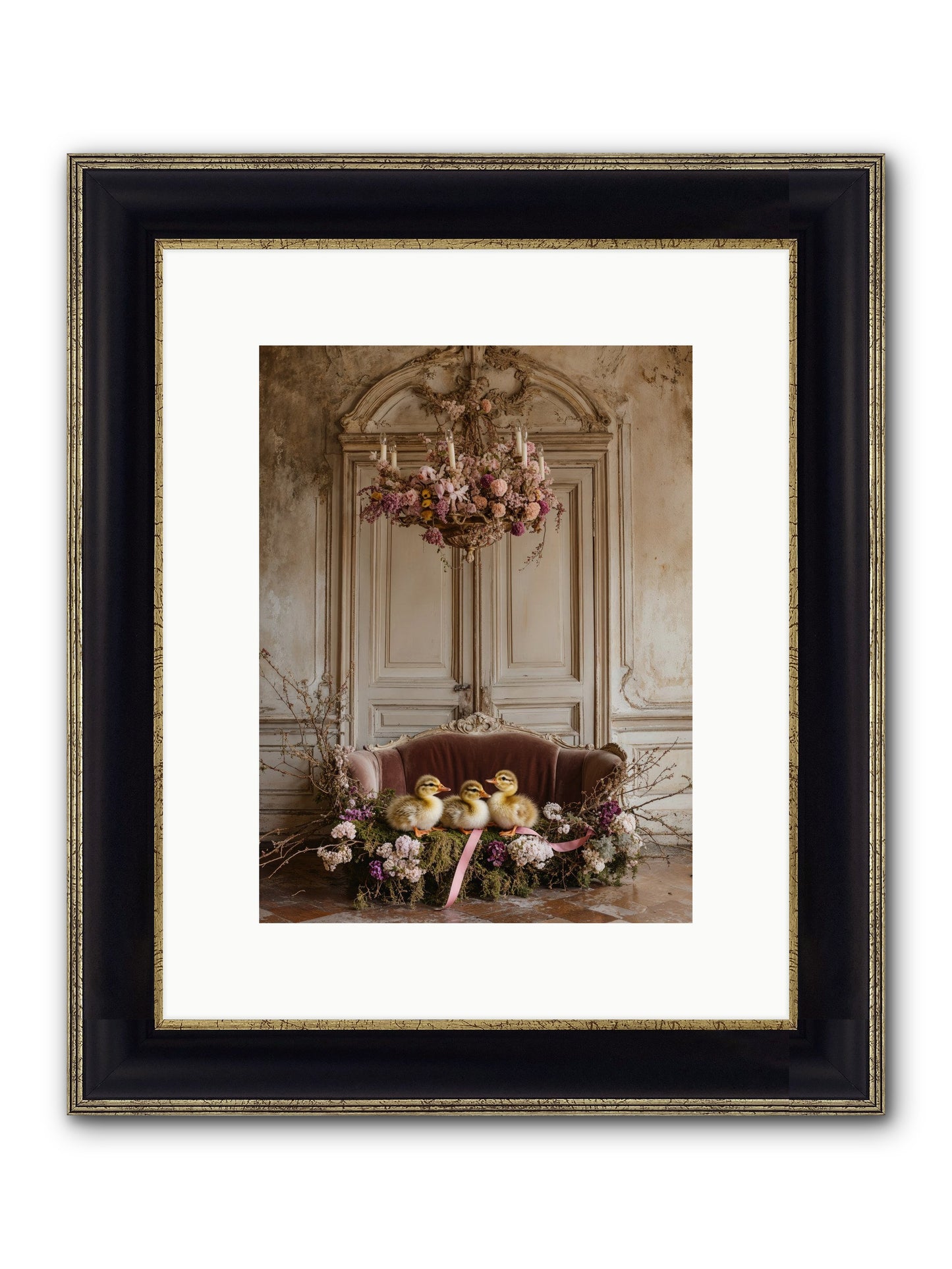 Paradise In Petals Framed Print - Black & Gold 9x12