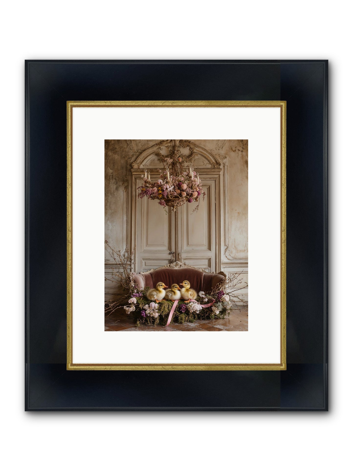Paradise In Petals Framed Print - Wide Black w/Gold 9x12