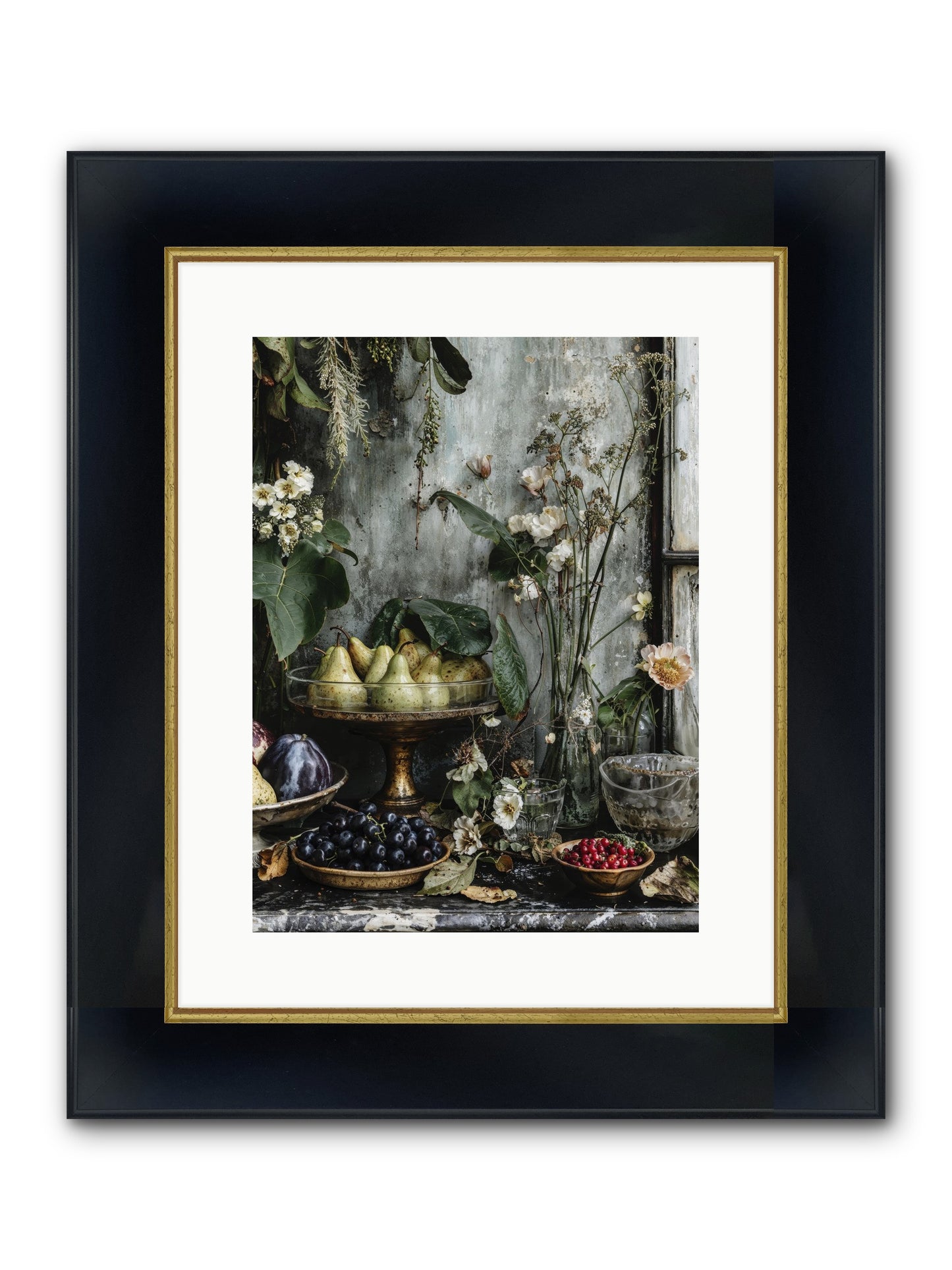 Paris Dressed In Blossoms Framed Print - Wide Black w/Gold 12x16