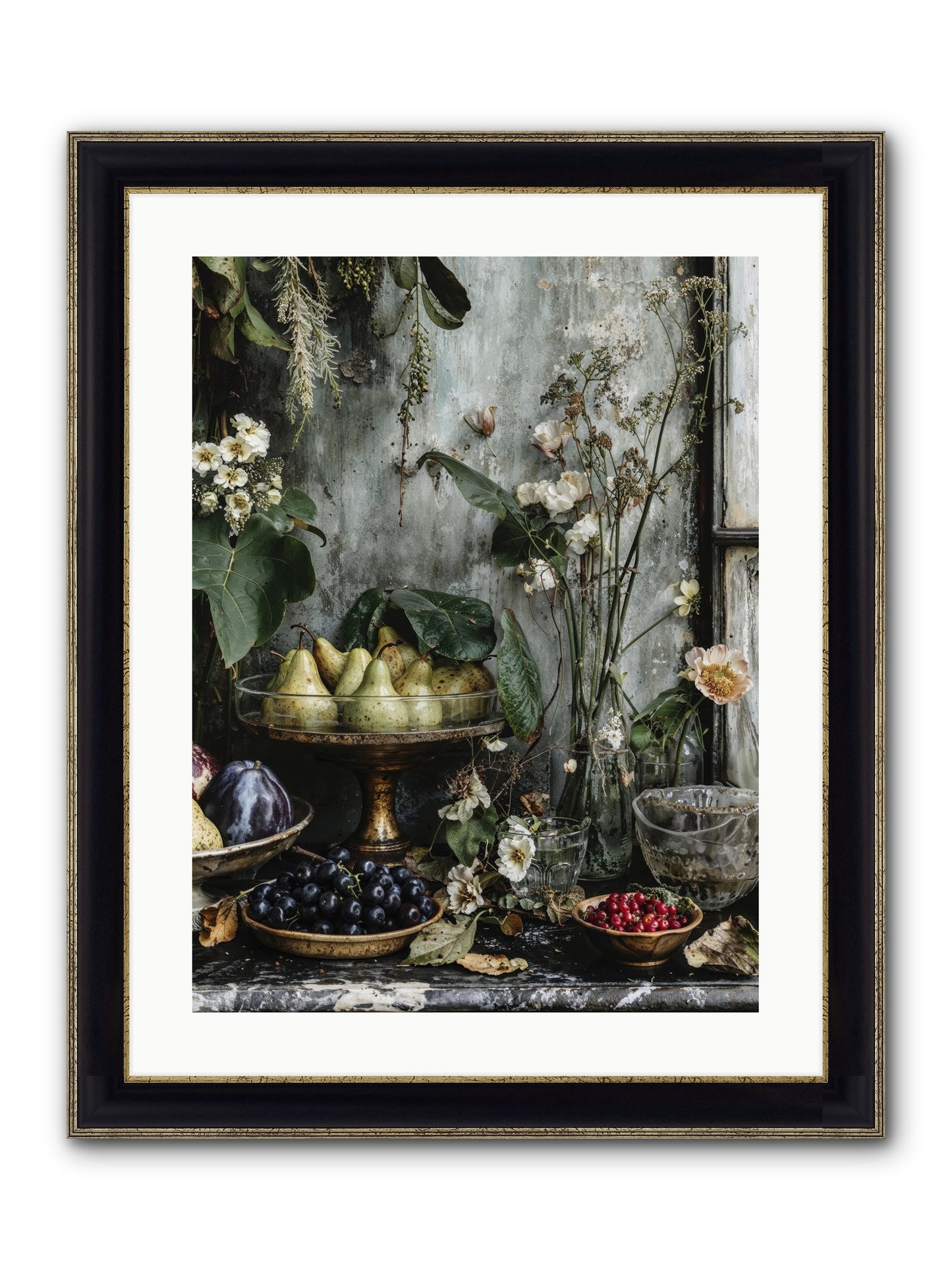 Paris Dressed In Blossoms Framed Print - Black & Gold 18x24