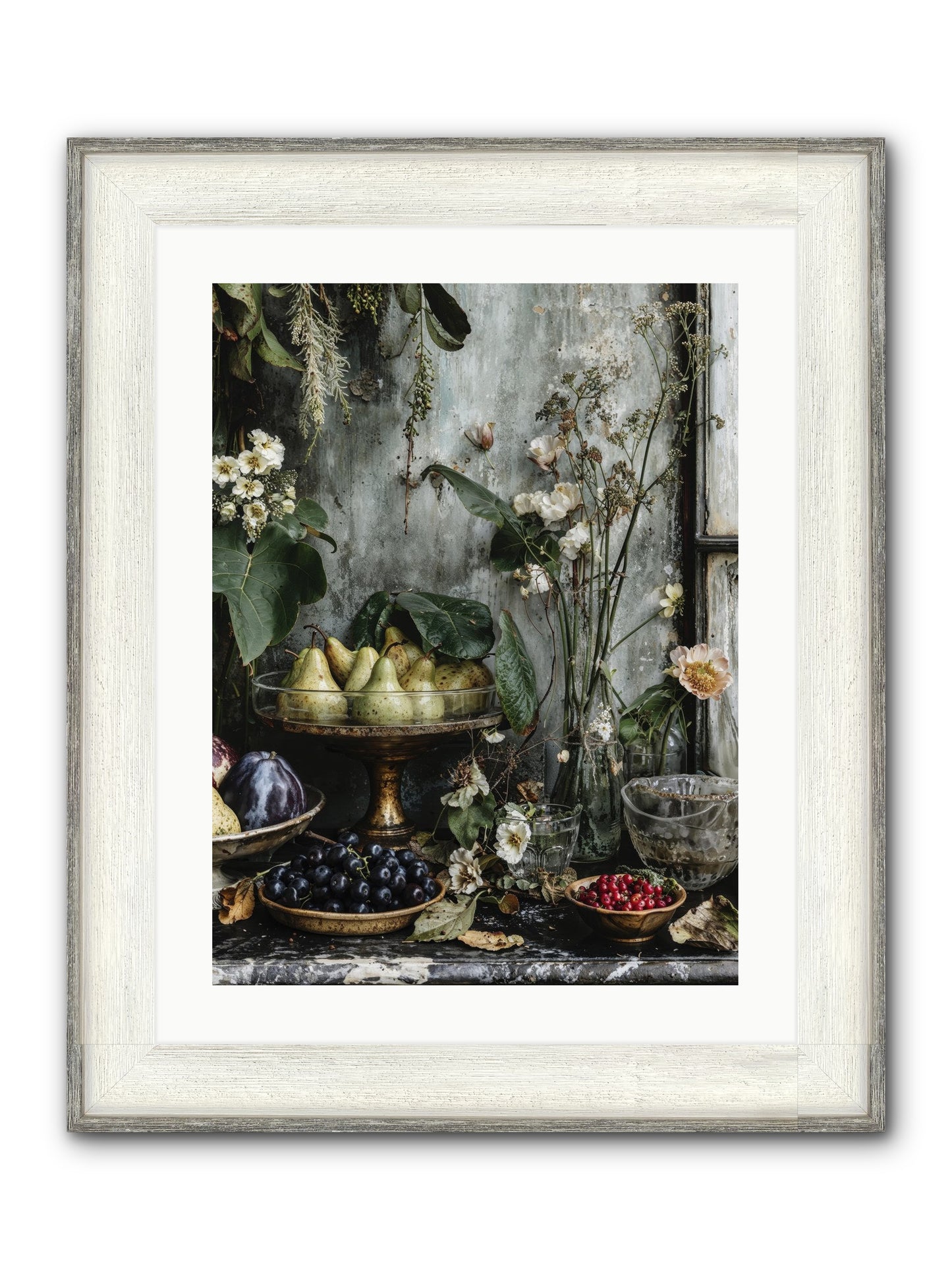 Paris Dressed In Blossoms Framed Print - Driftwood White 18x24