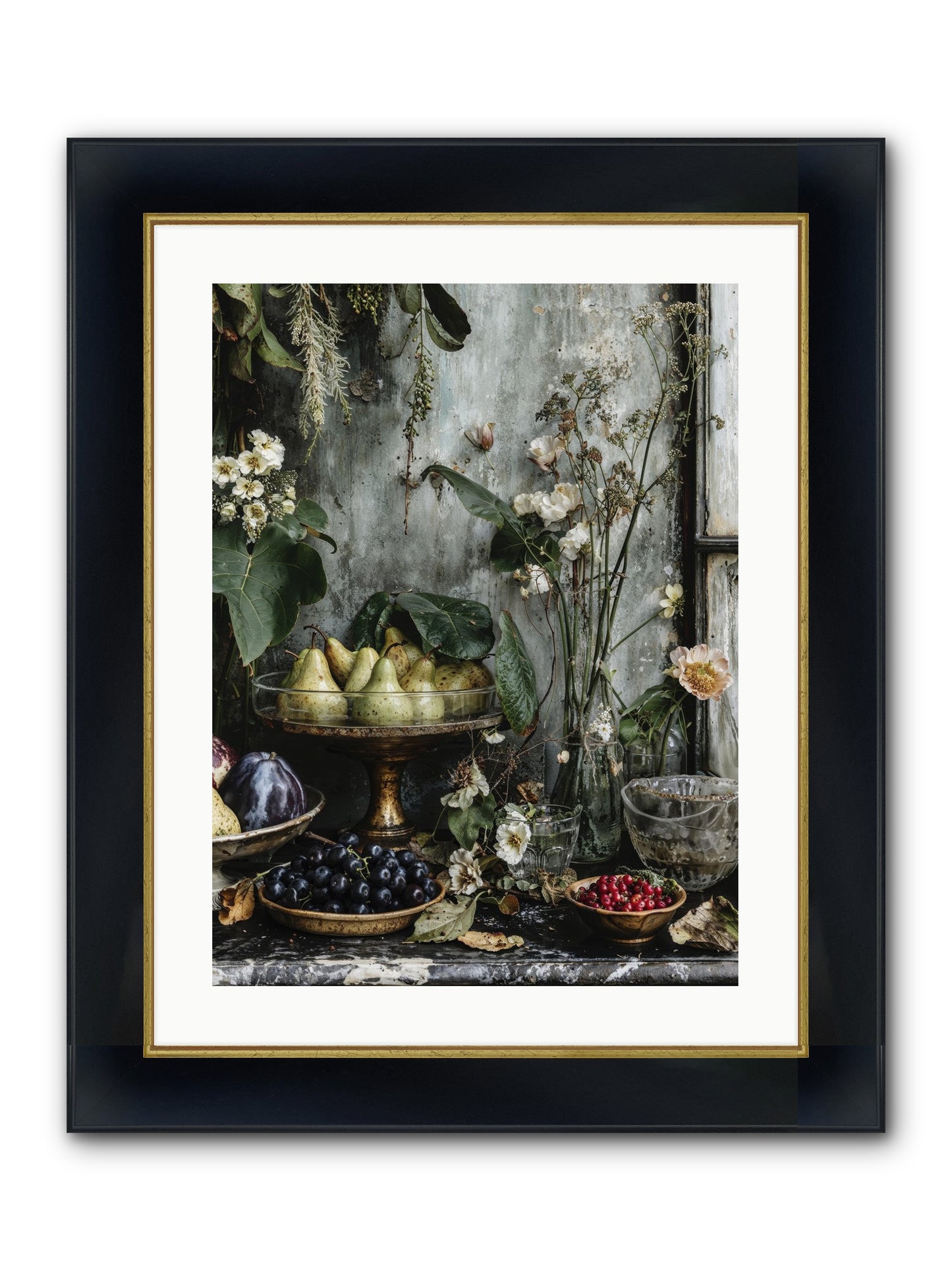 Paris Dressed In Blossoms Framed Print - Wide Black w/Gold 18x24