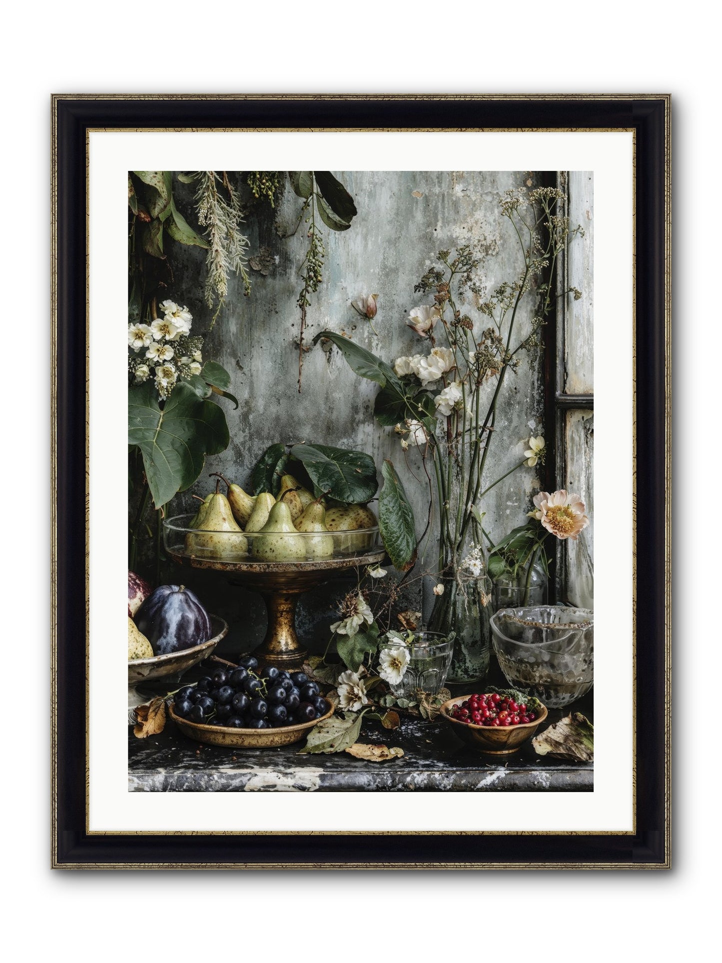 Paris Dressed In Blossoms Framed Print - Black & Gold 24x32