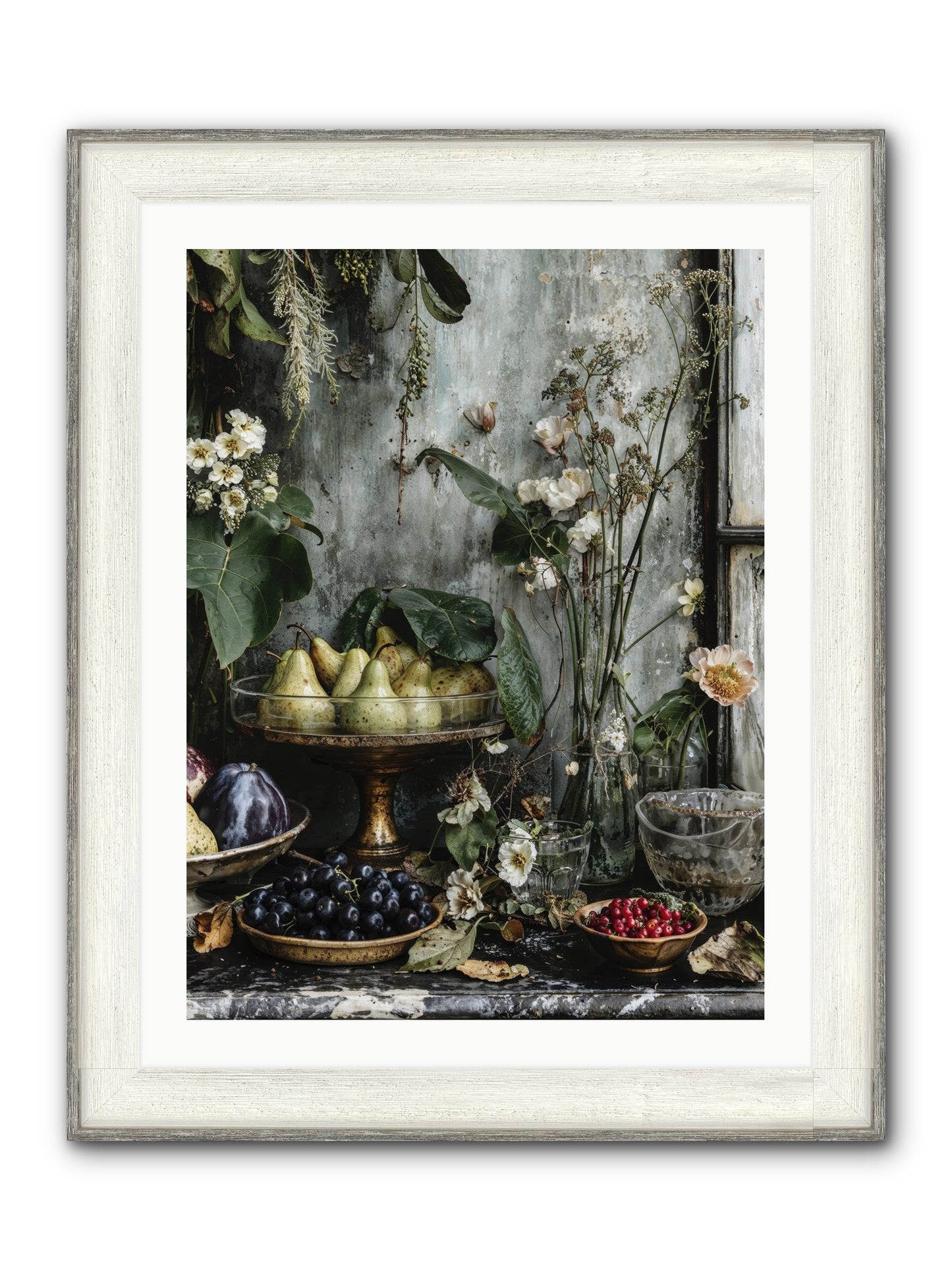 Paris Dressed In Blossoms Framed Print - Driftwood White 24x32