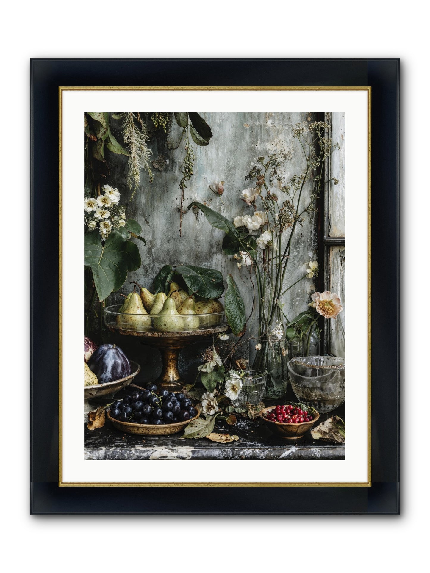 Paris Dressed In Blossoms Framed Print - Wide Black w/Gold 24x32