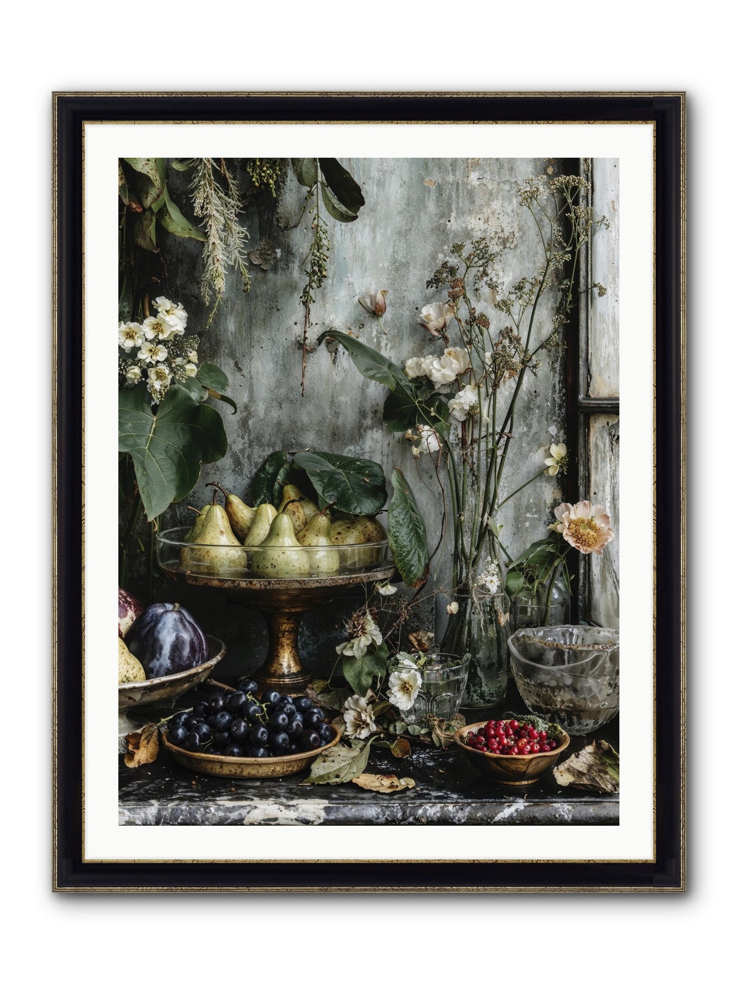 Paris Dressed In Blossoms Framed Print - Black & Gold 30x40