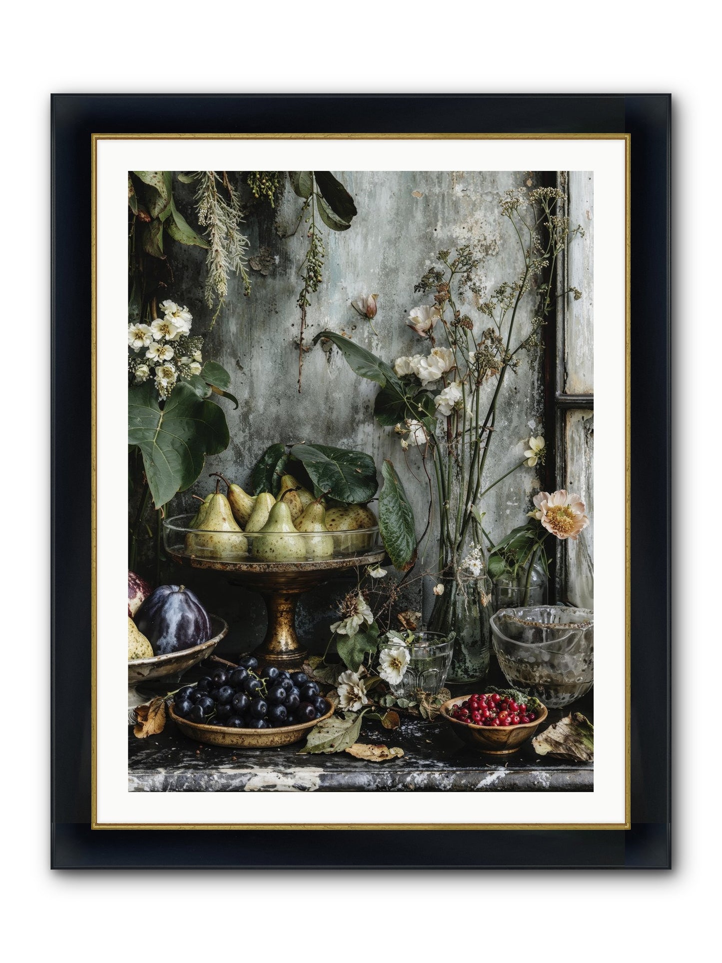 Paris Dressed In Blossoms Framed Print - Wide Black w/Gold 30x40