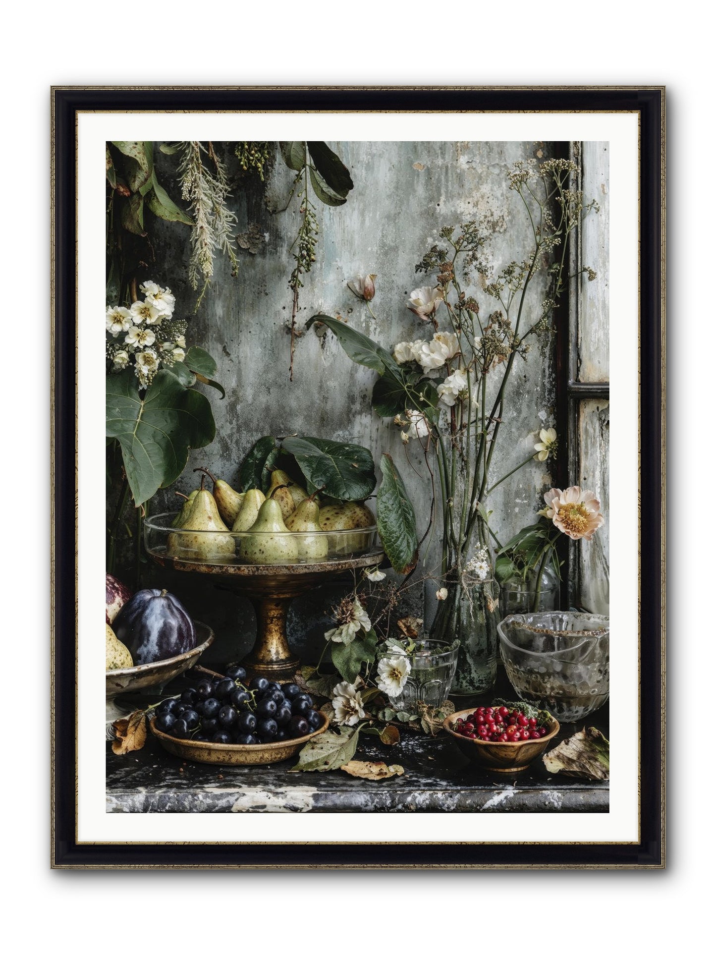 Paris Dressed In Blossoms Framed Print - Black & Gold 36x48