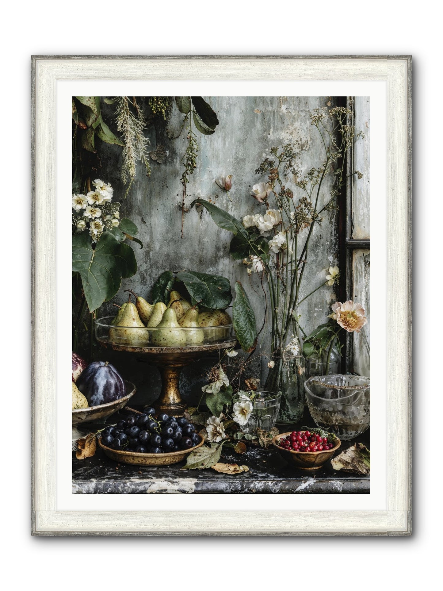 Paris Dressed In Blossoms Framed Print - Driftwood White 36x48