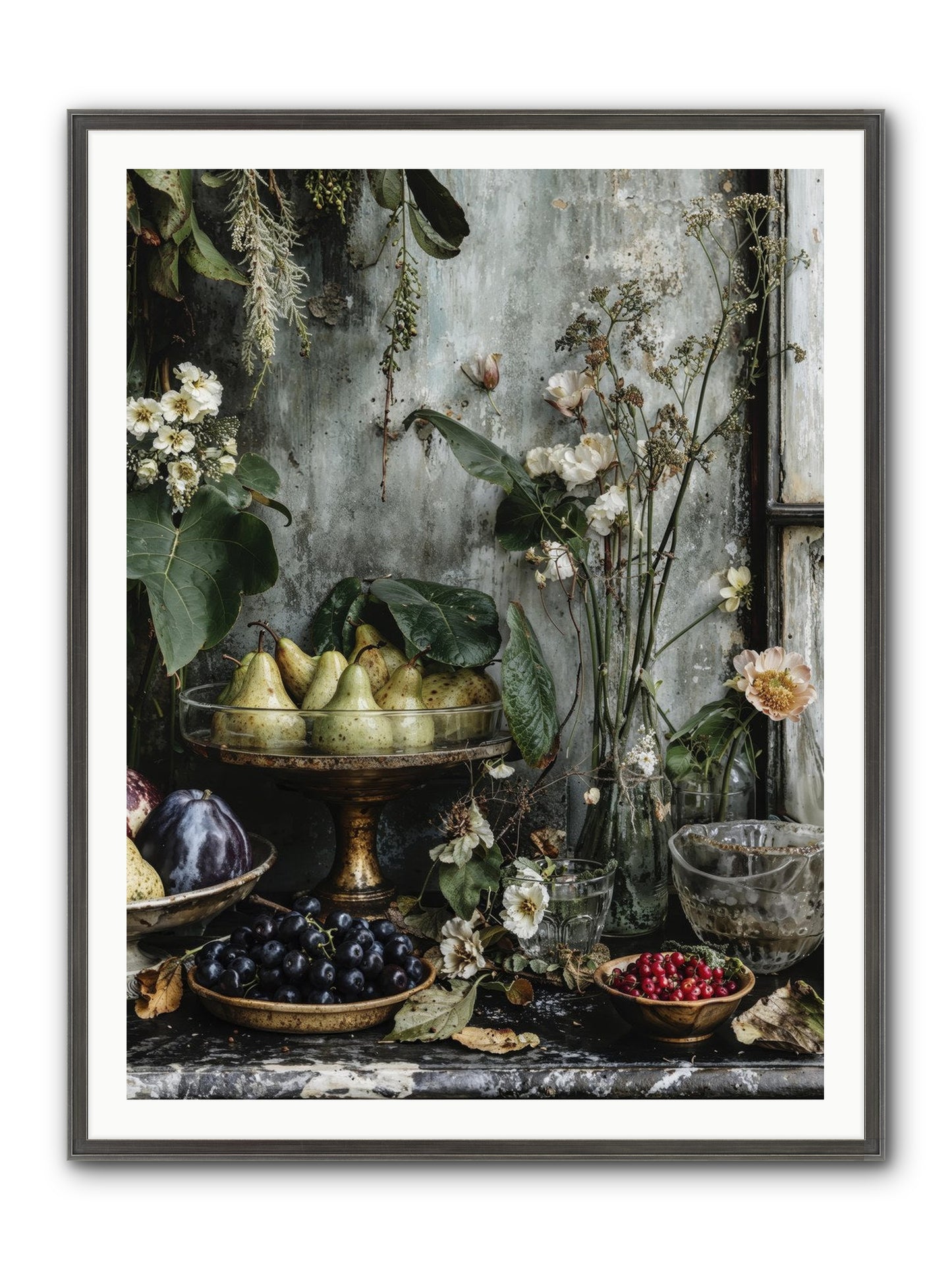 Paris Dressed In Blossoms Framed Print - Slimwoods Black/Silver 36x48